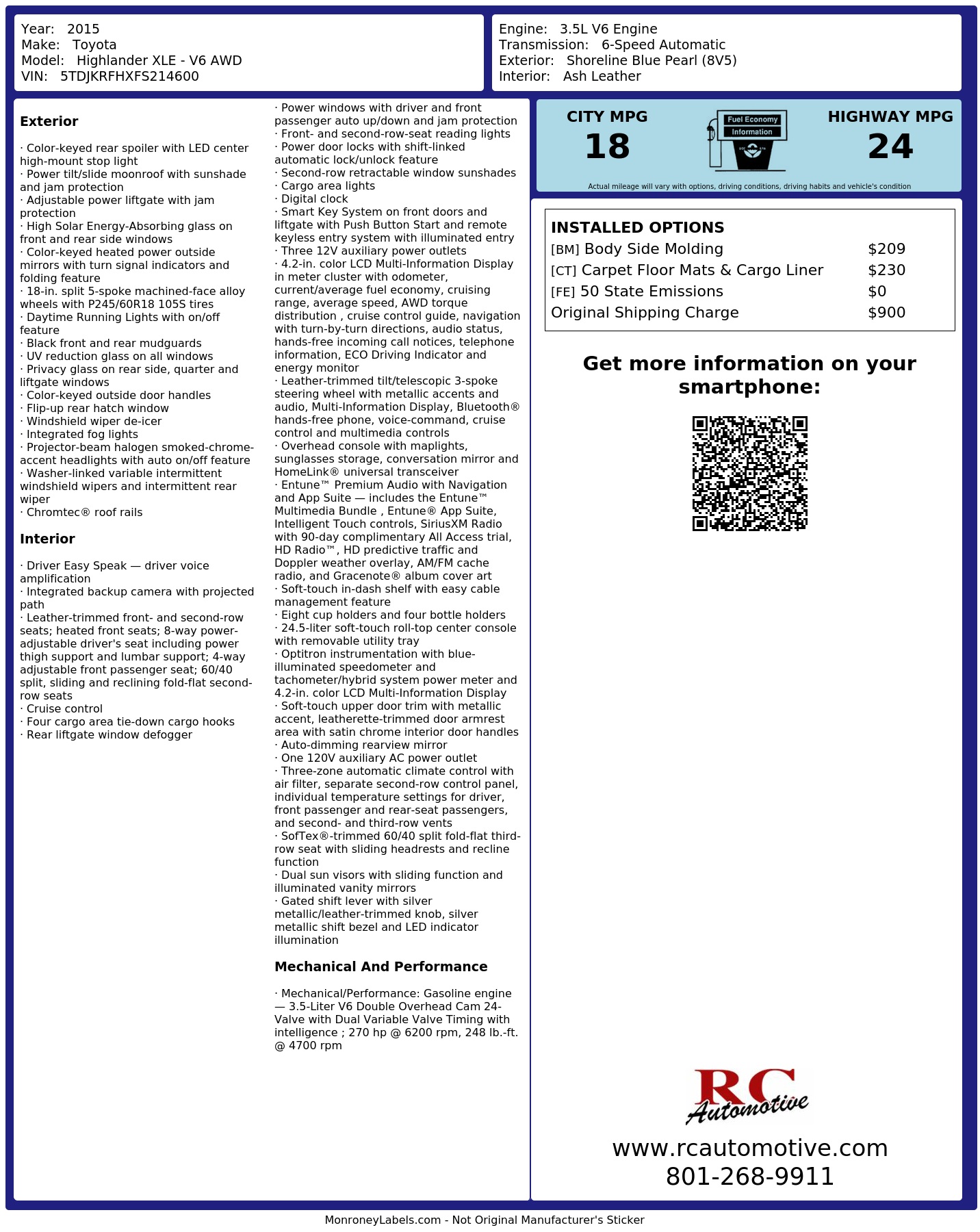 Monroney Label