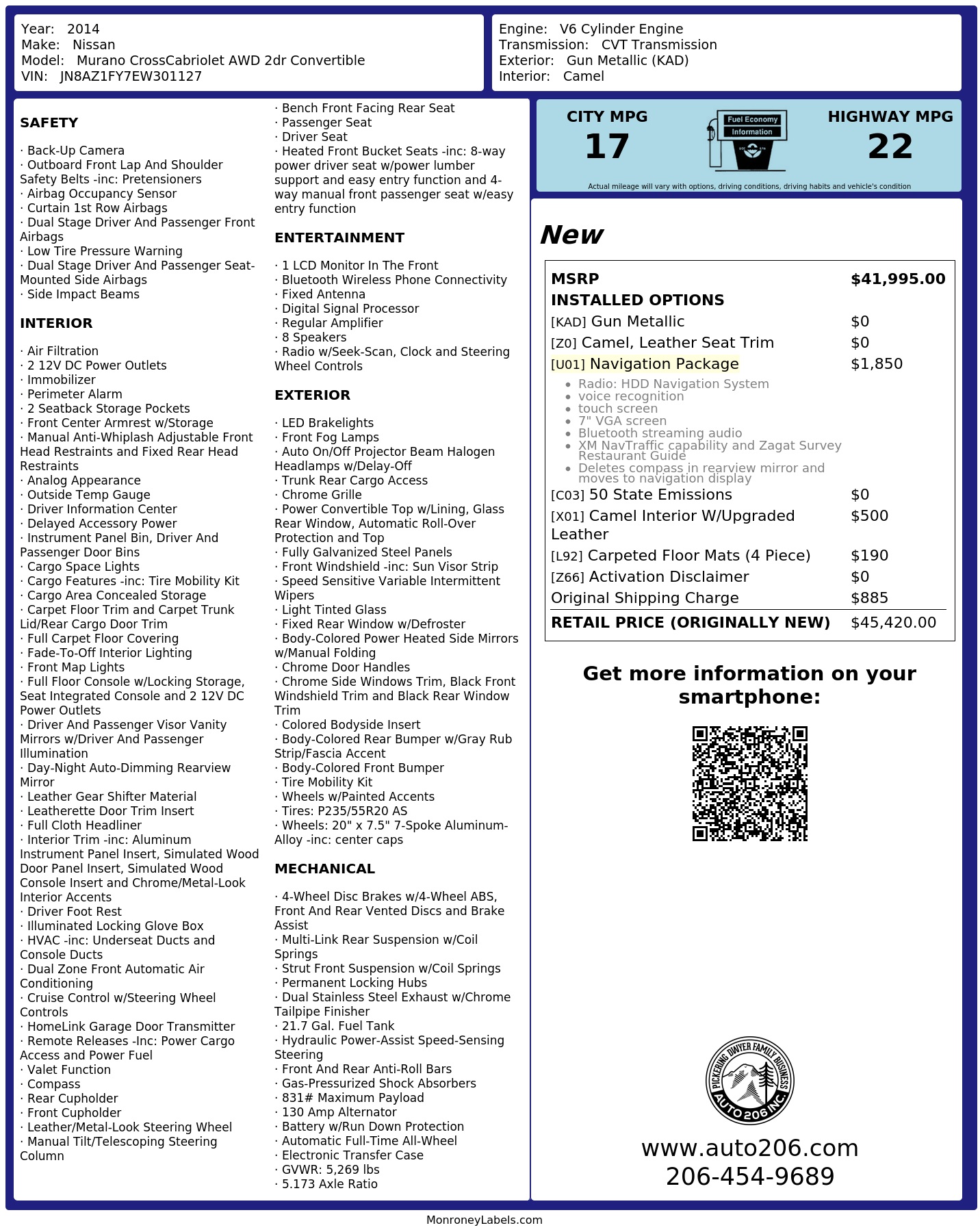 Monroney Label