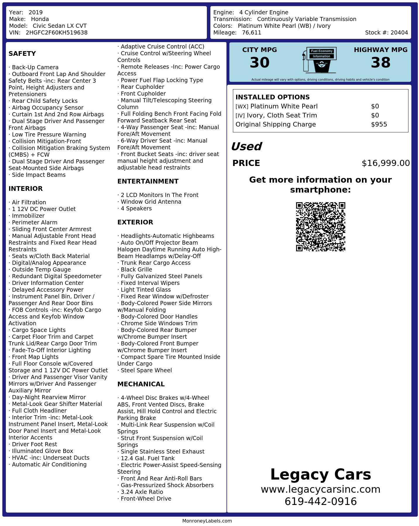 Monroney Label
