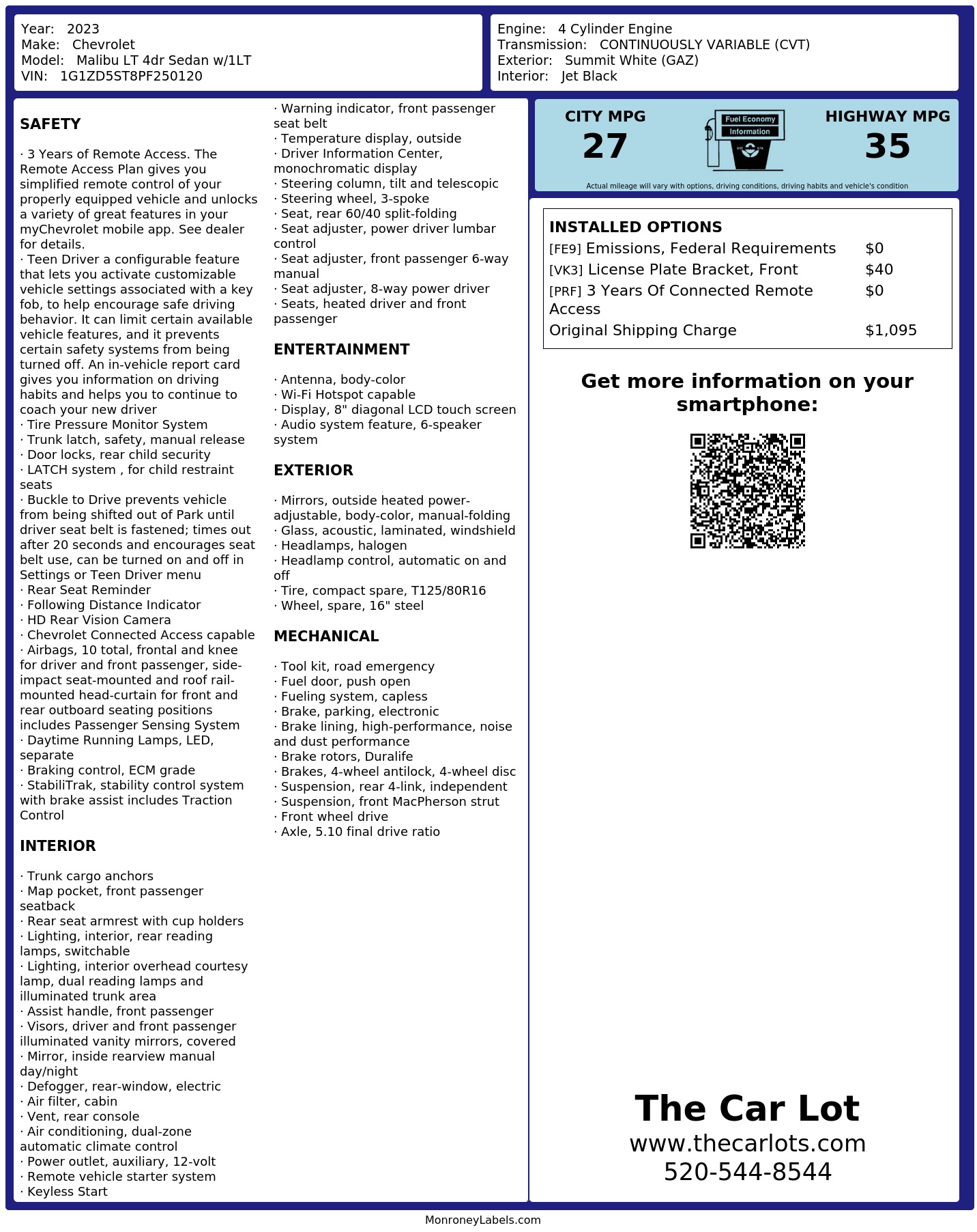 Monroney Label