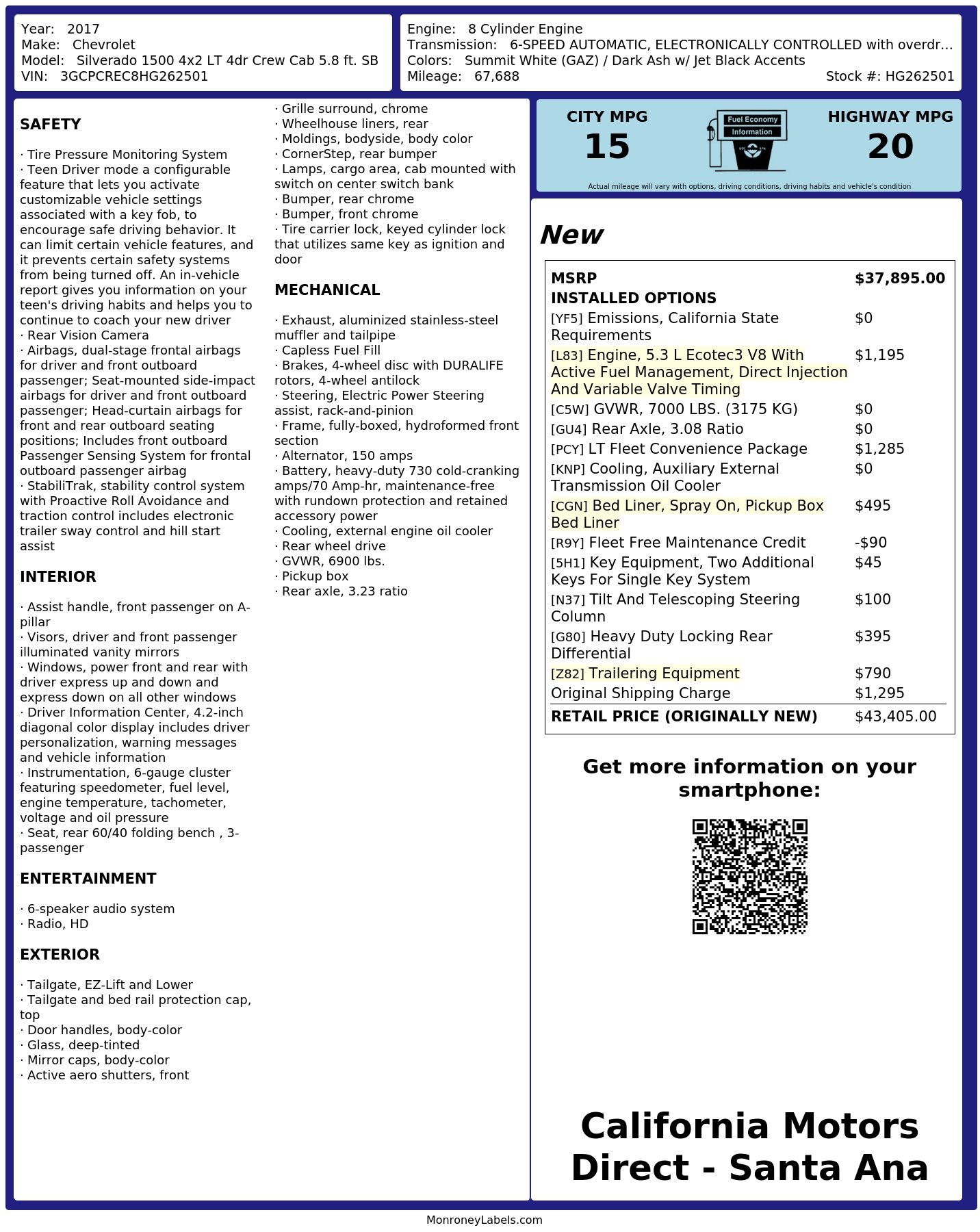 Monroney Label