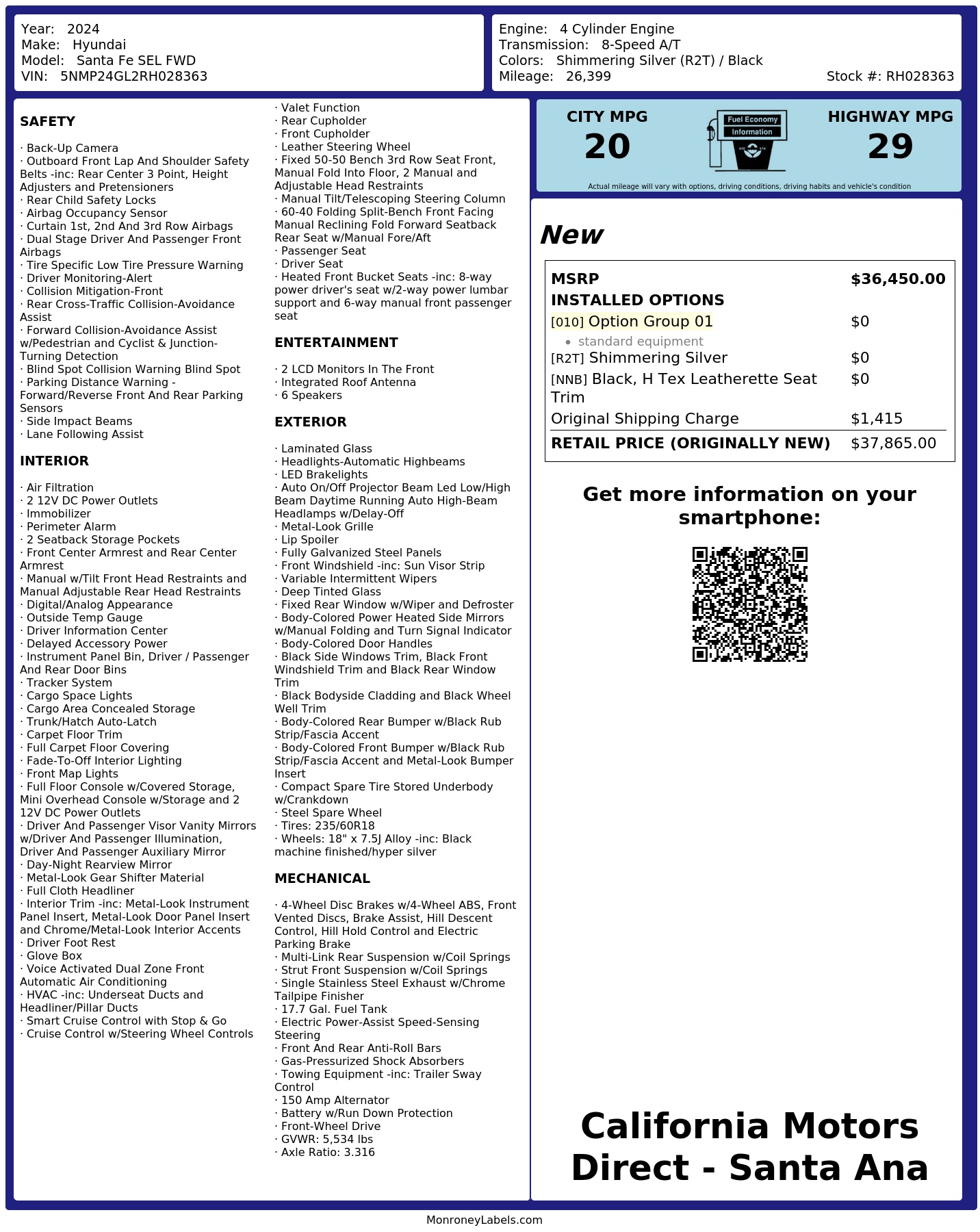 Monroney Label