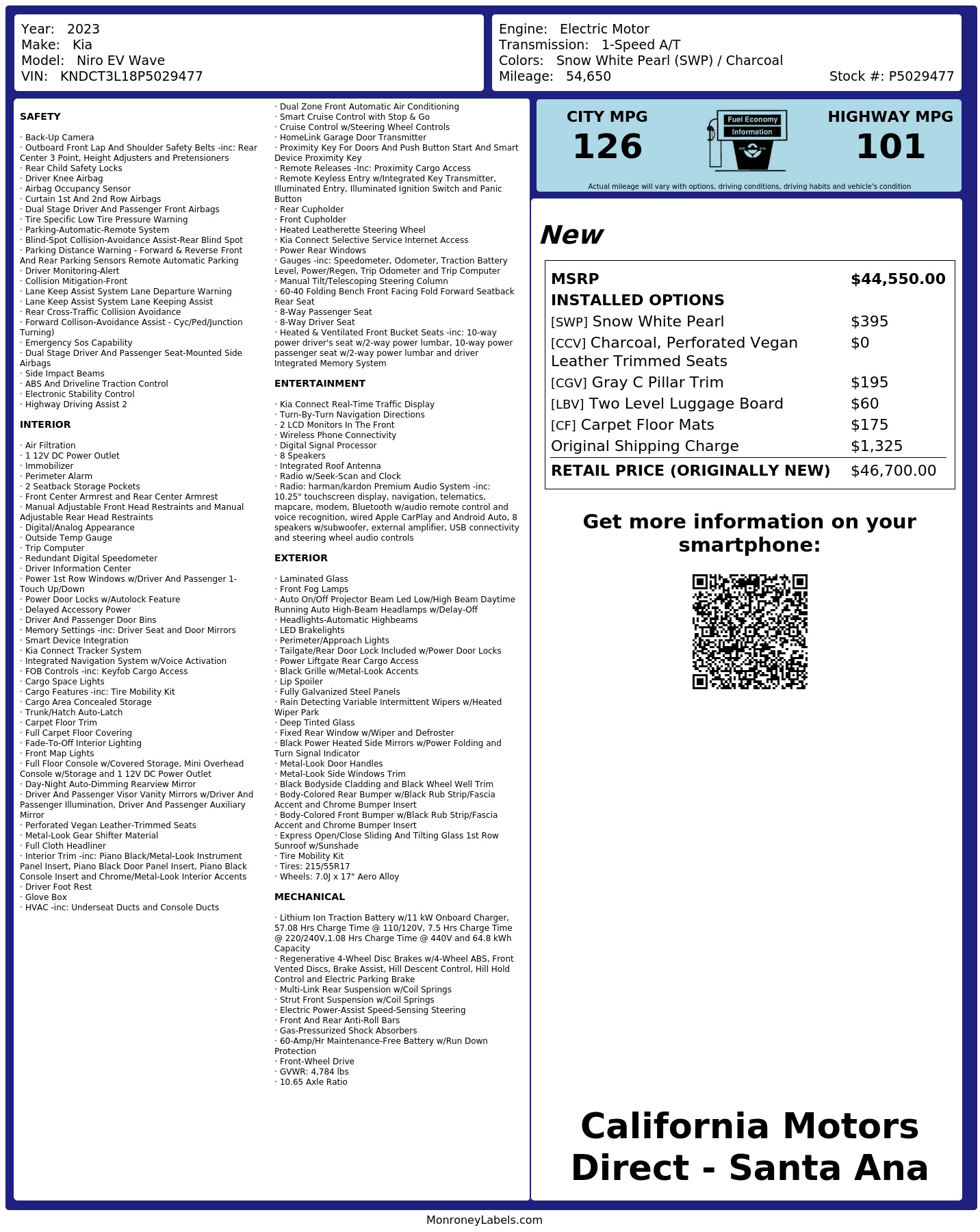 Monroney Label