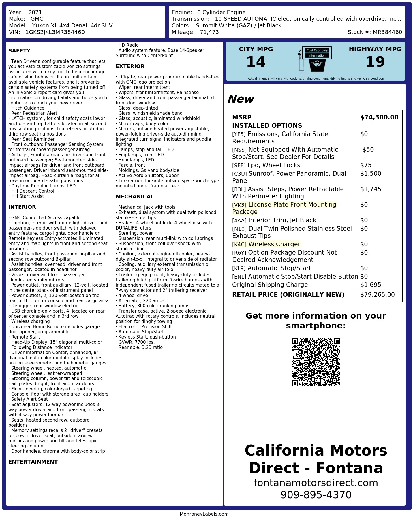 Monroney Label