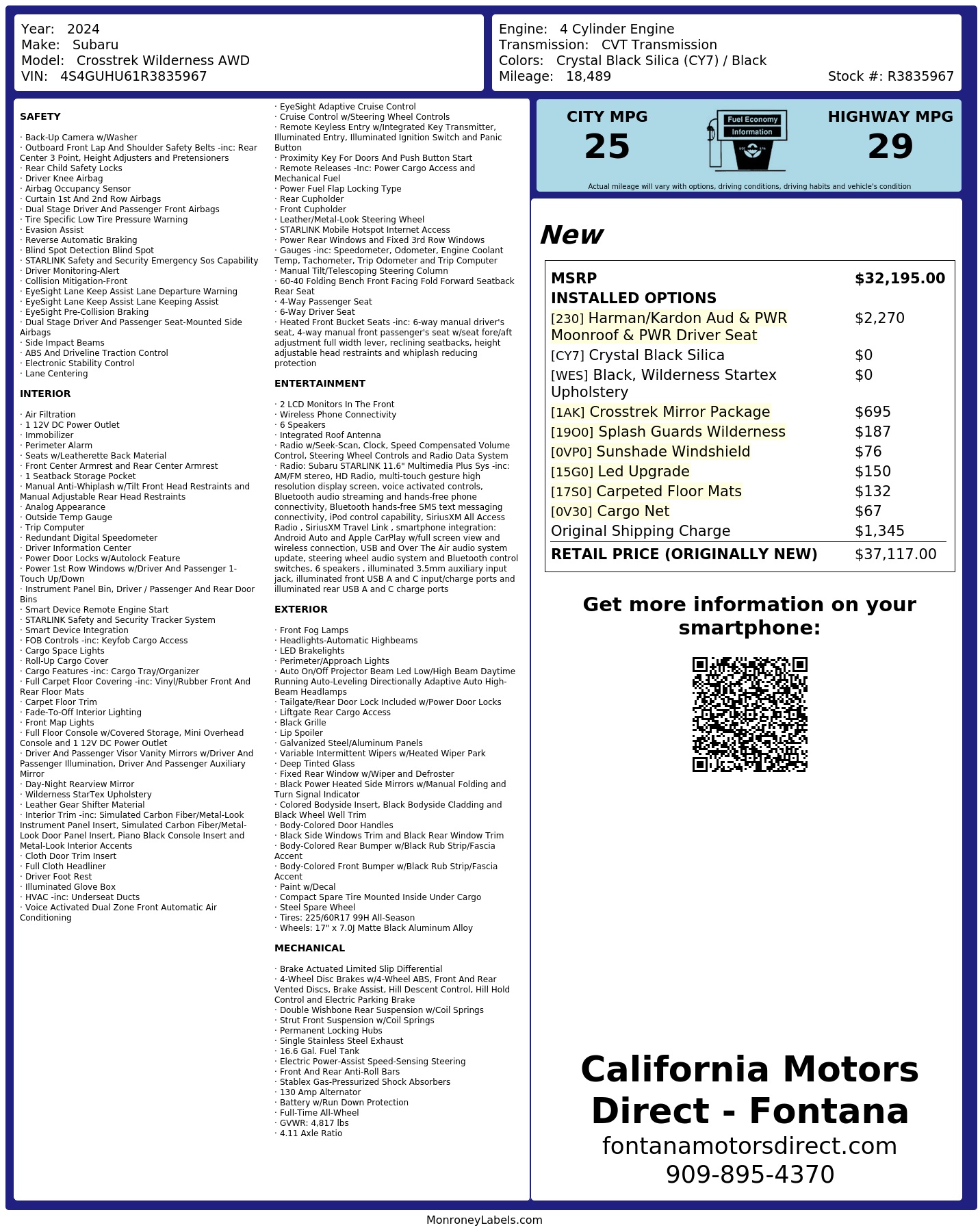 Monroney Label
