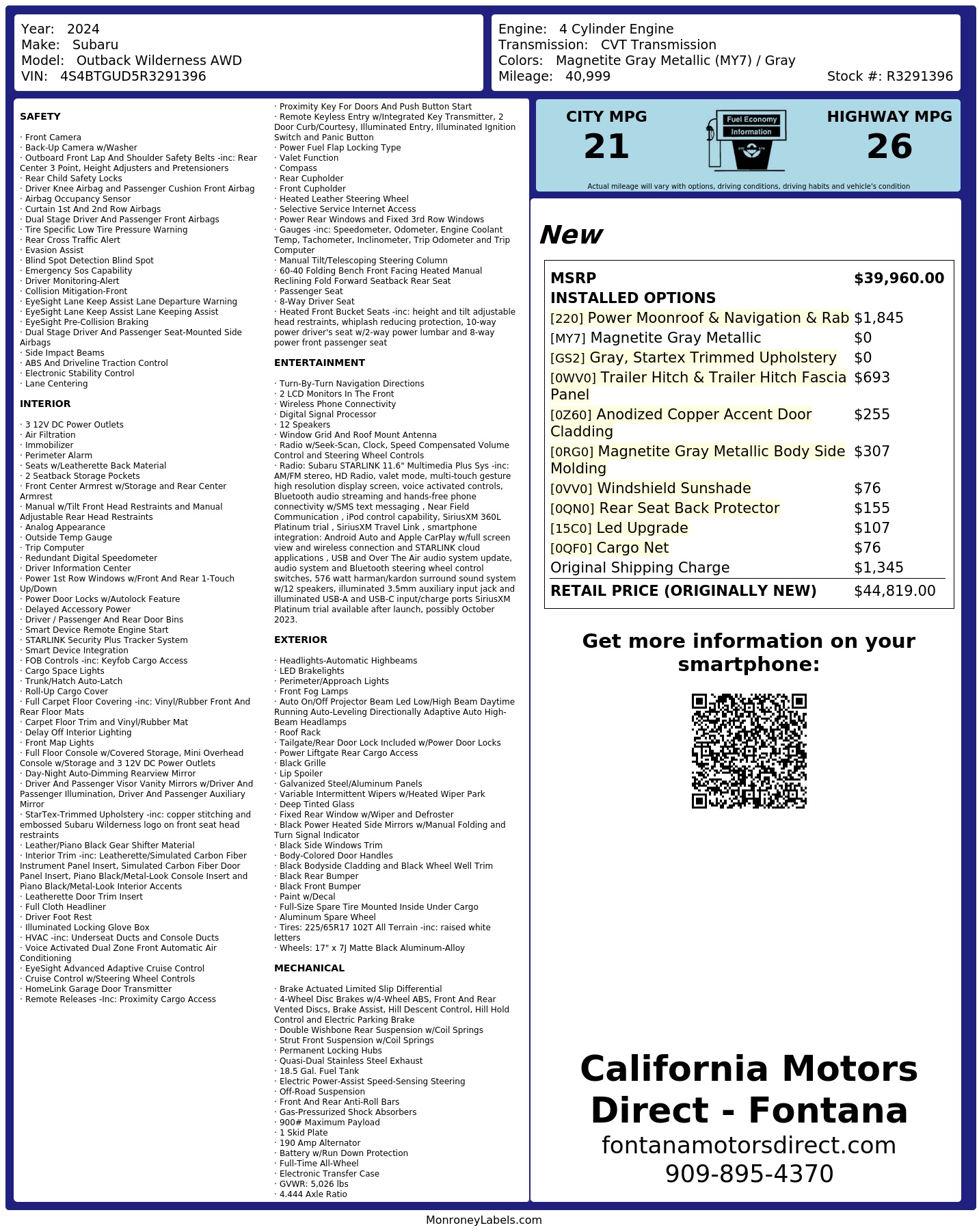 Monroney Label