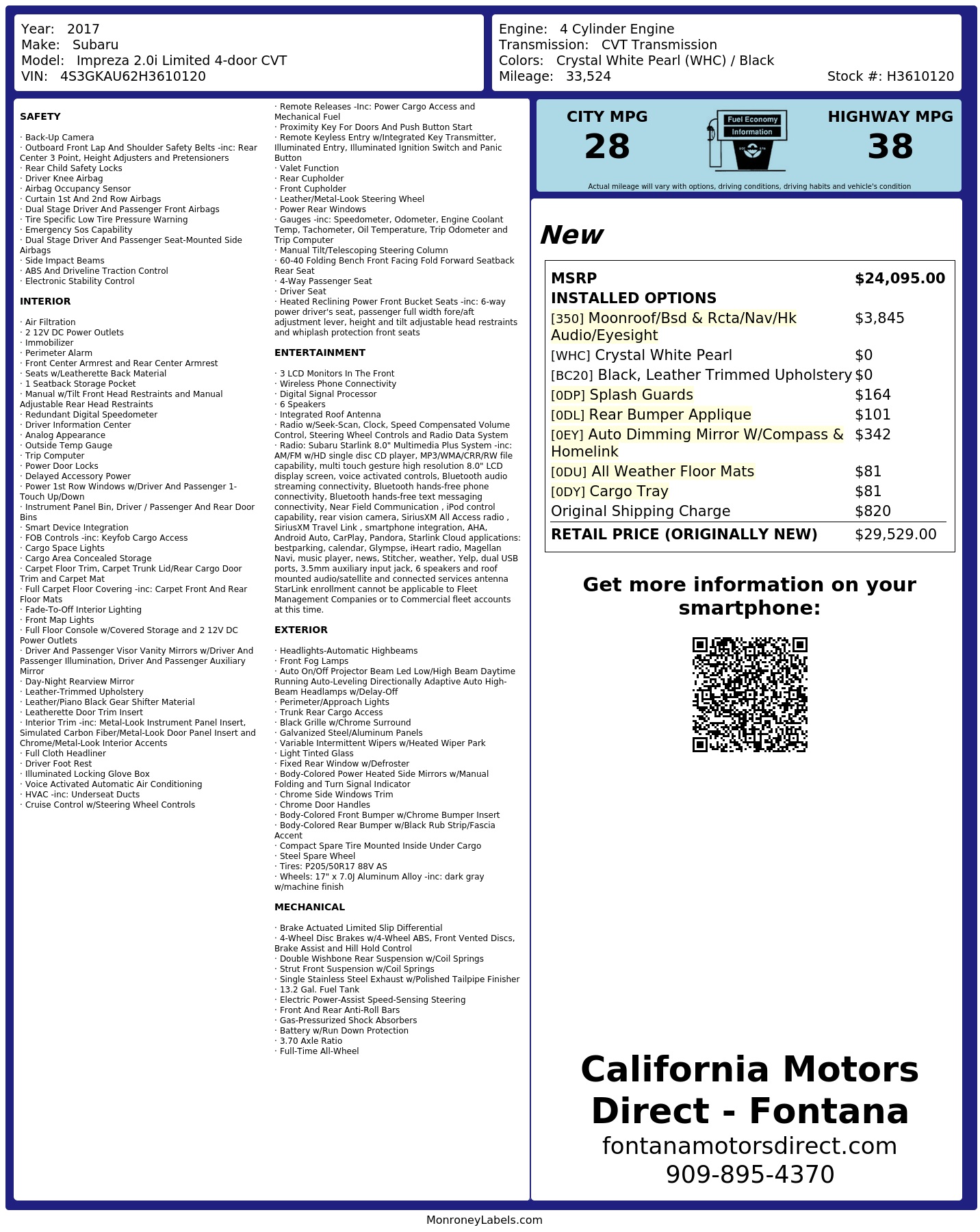 Monroney Label