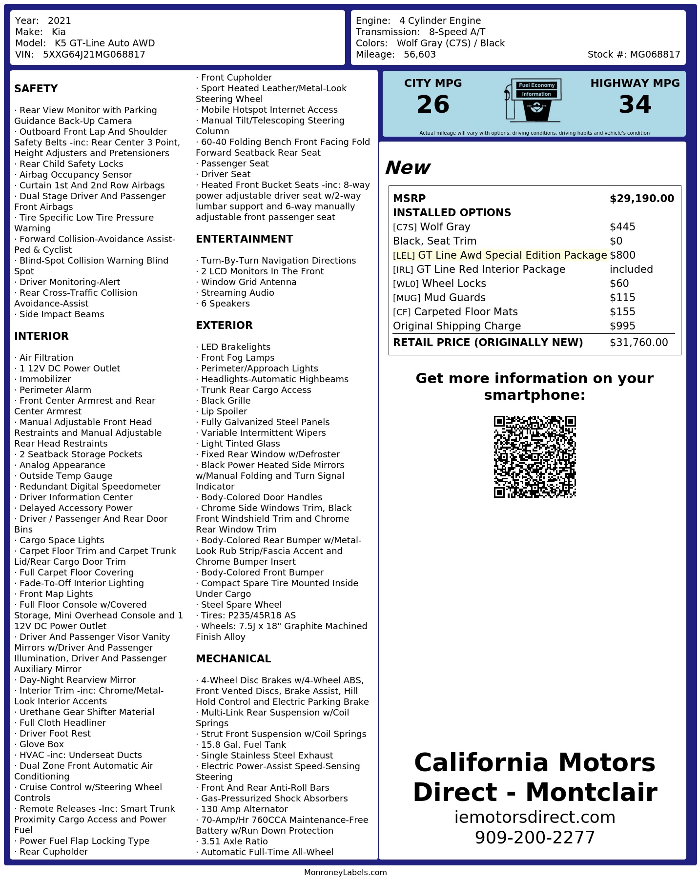 Monroney Label