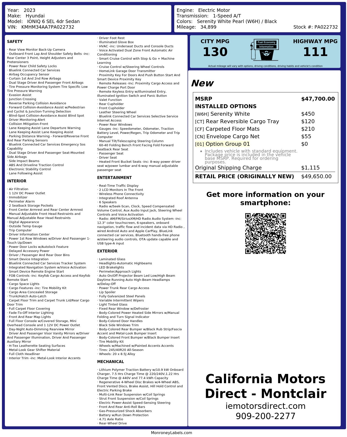 Monroney Label