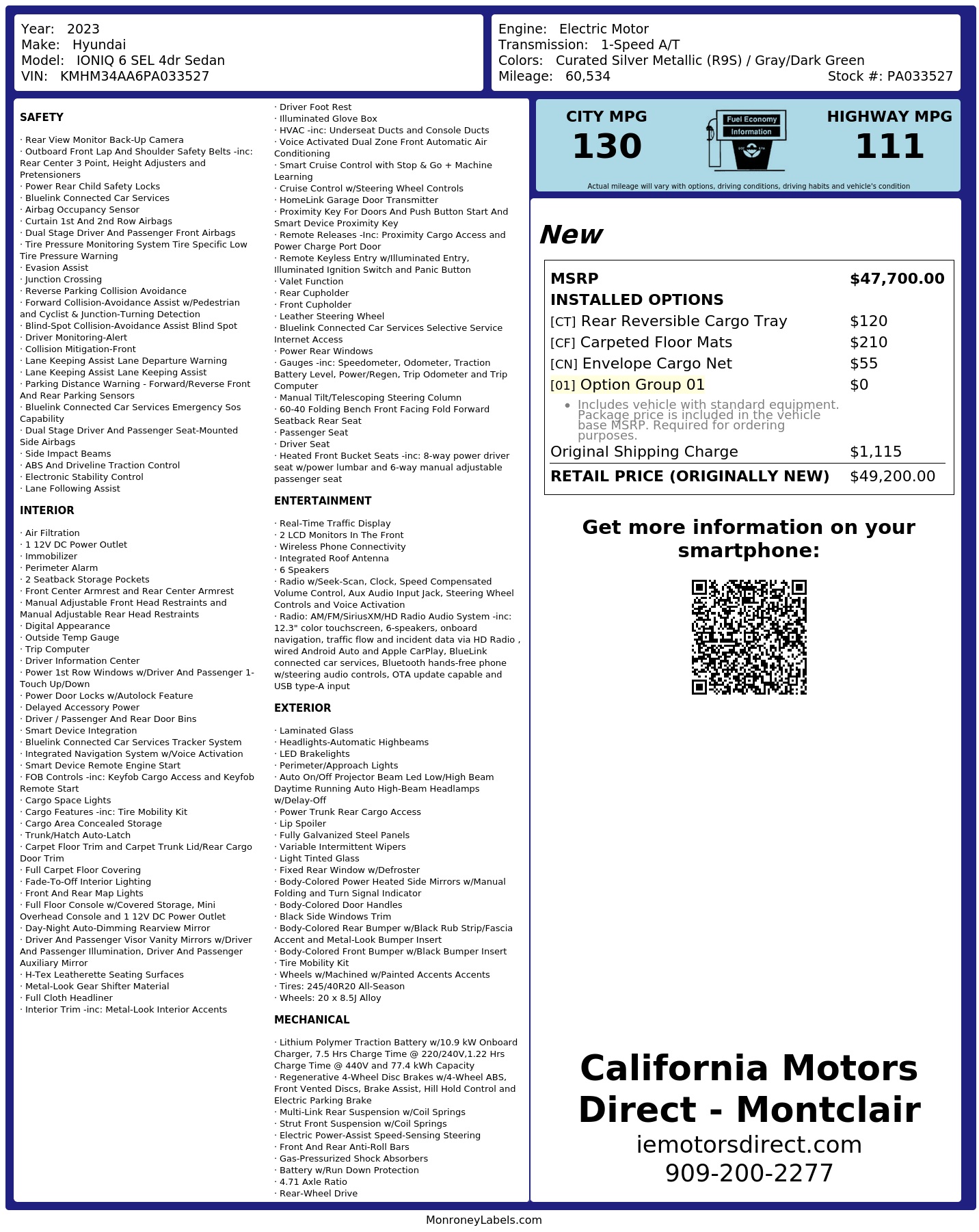 Monroney Label