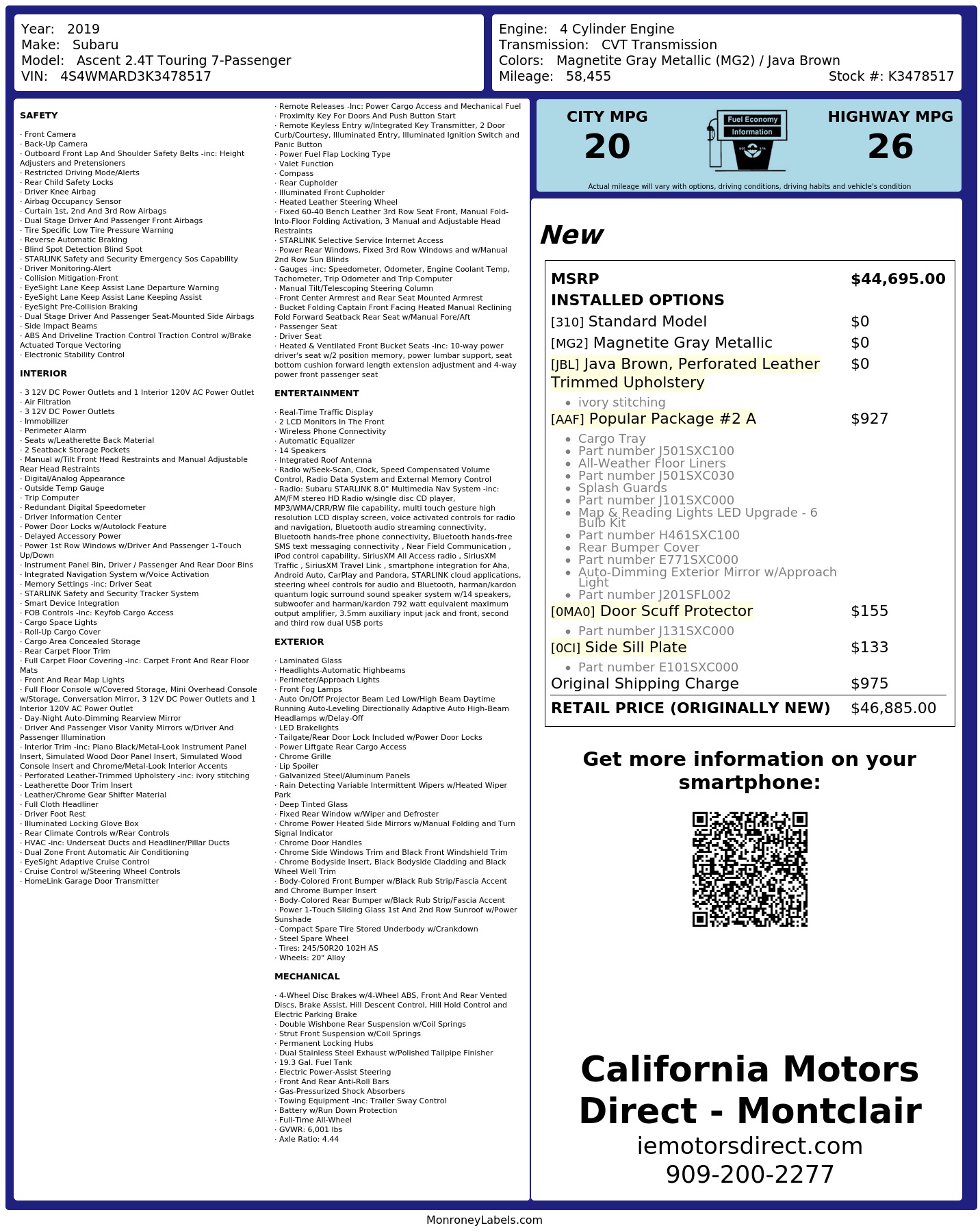 Monroney Label