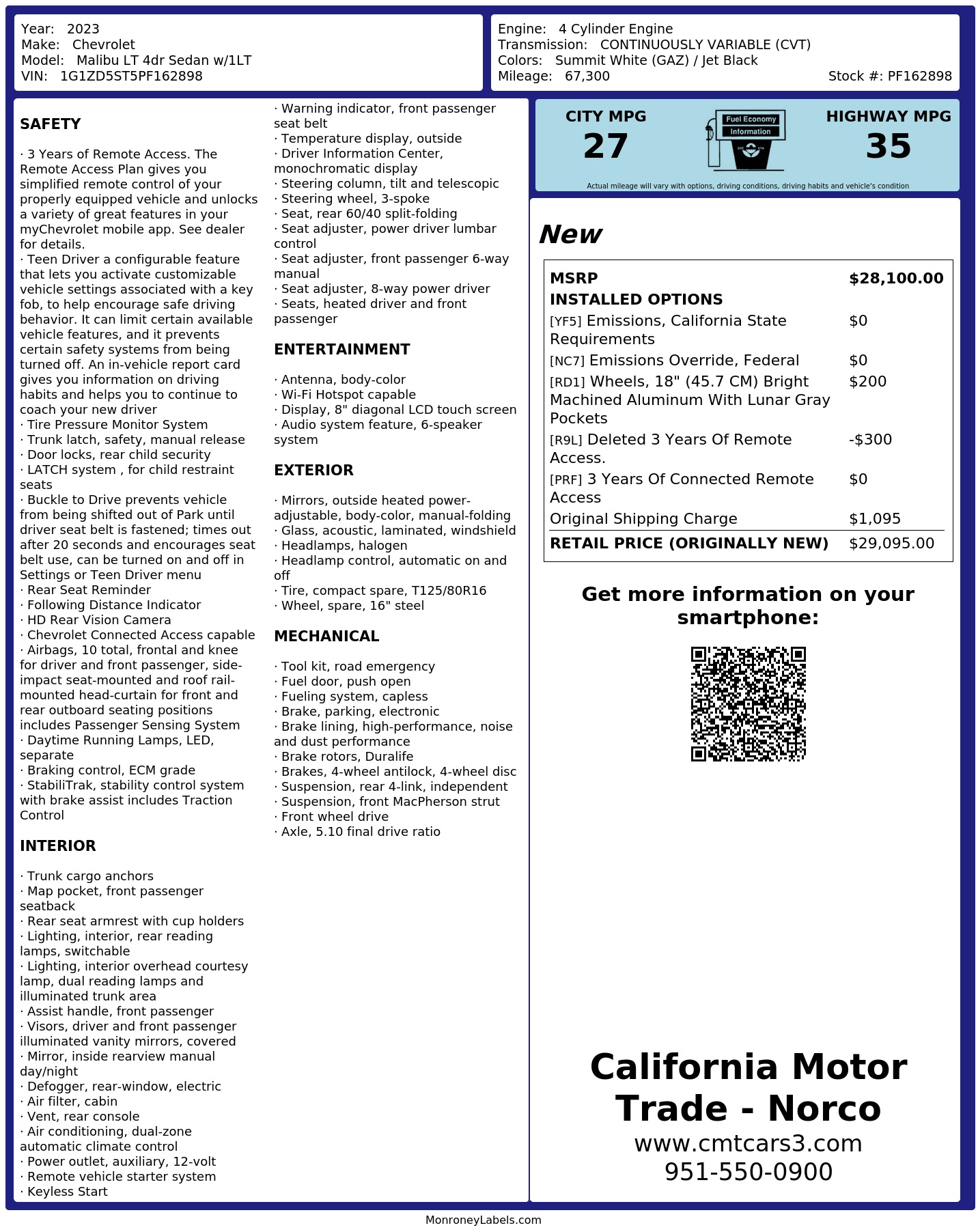 Monroney Label