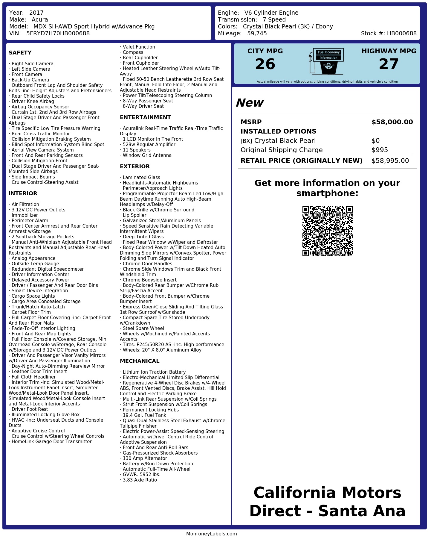 Monroney Label