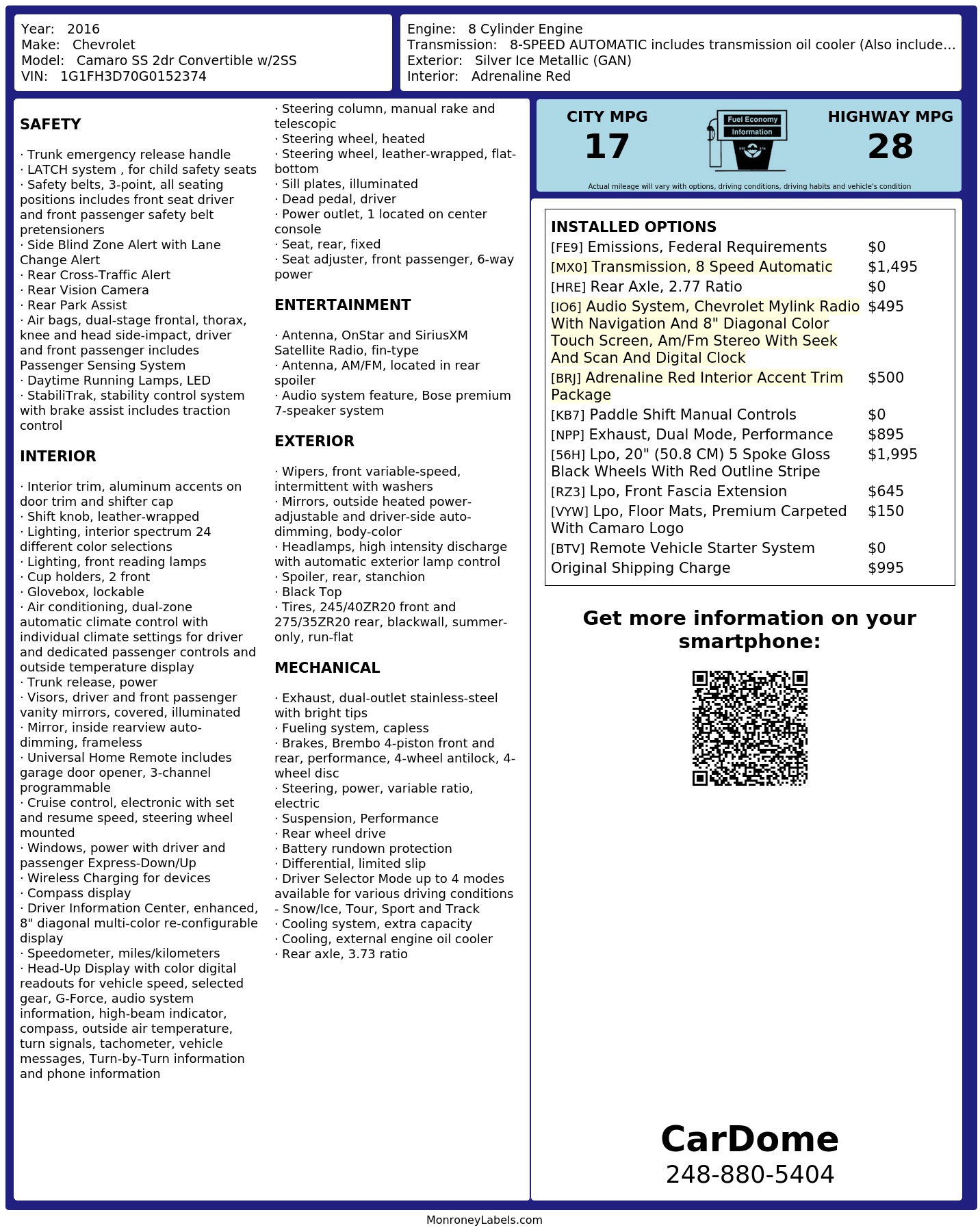 Monroney Label
