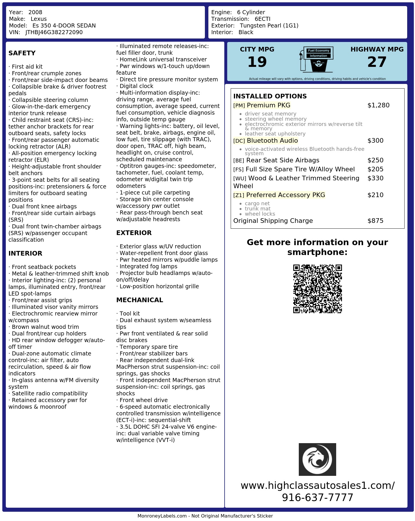 Monroney Label