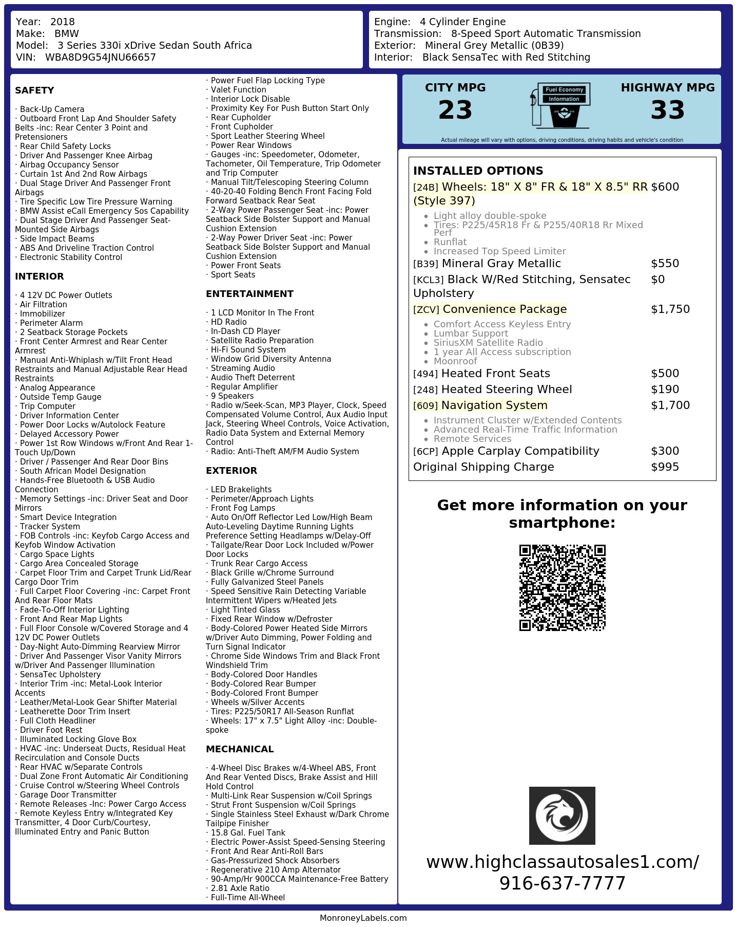 Monroney Label