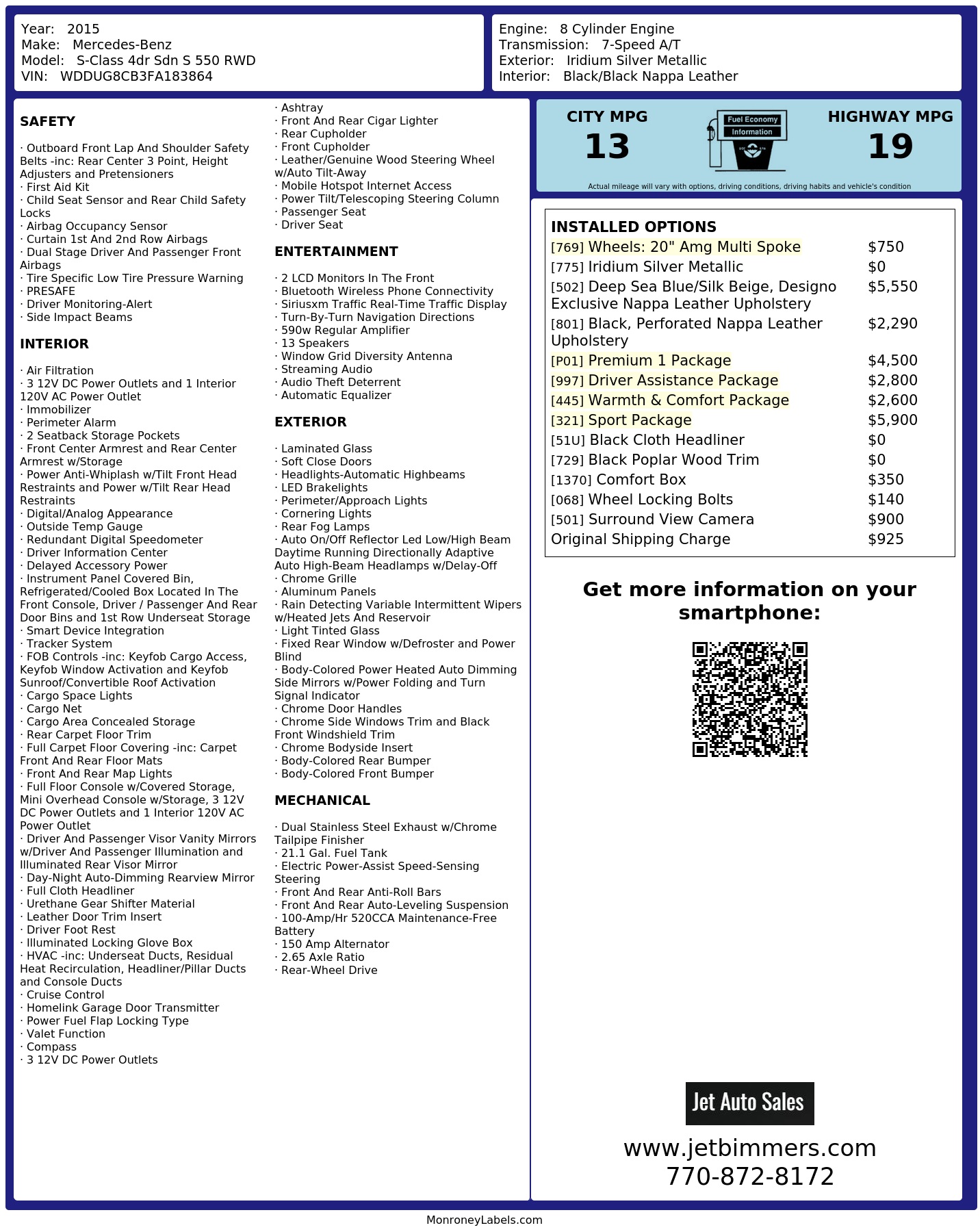Monroney Label