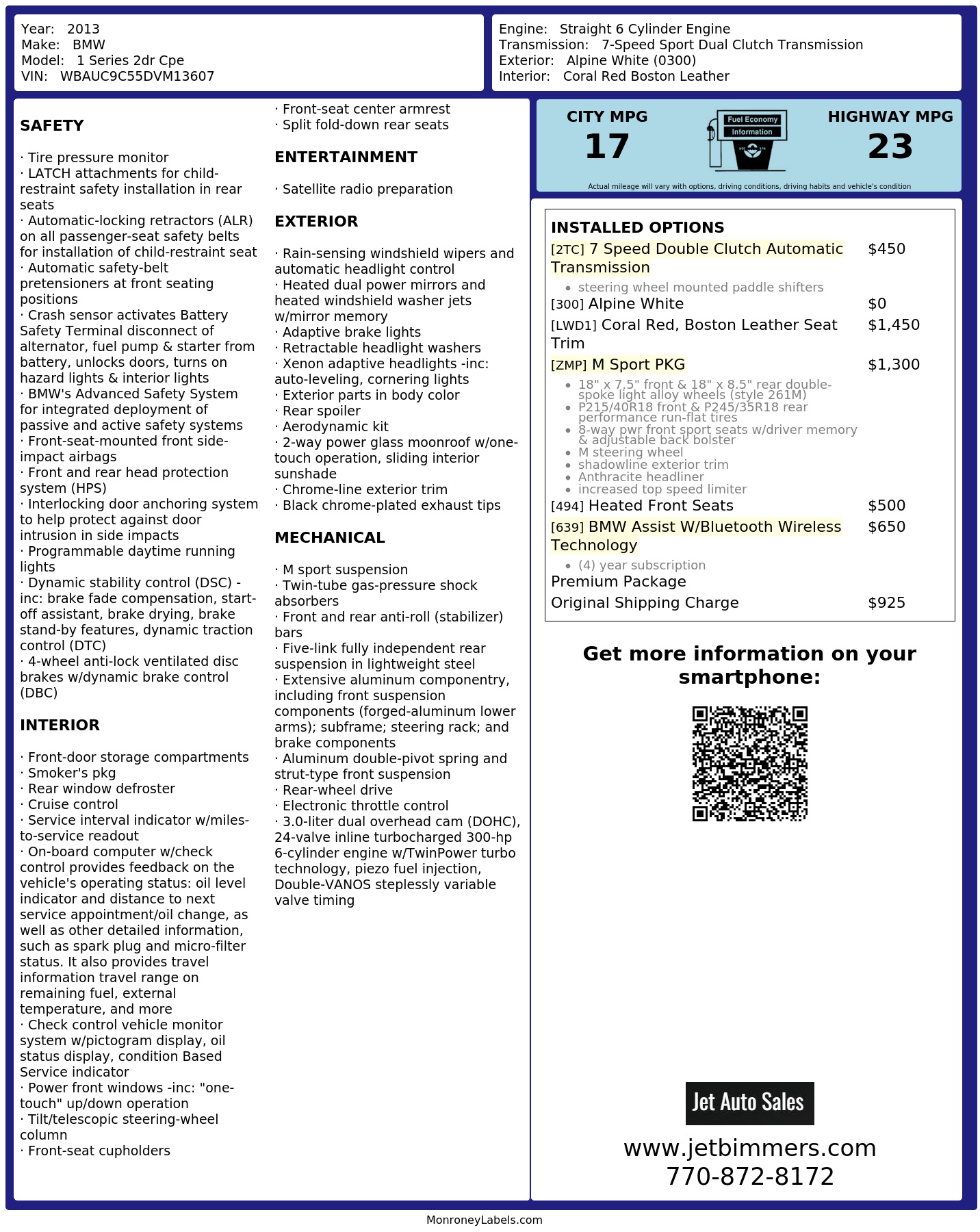 Monroney Label