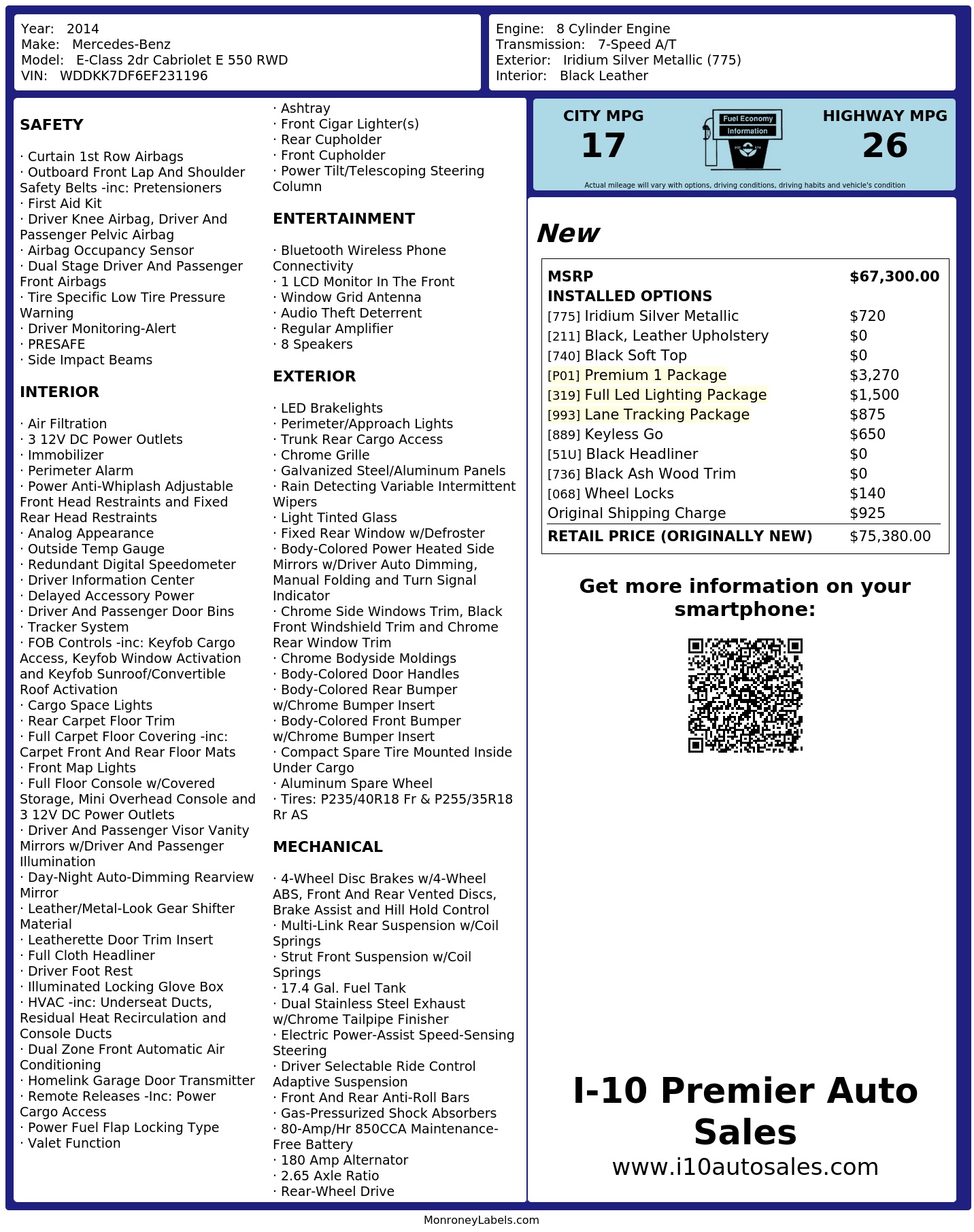 Monroney Label