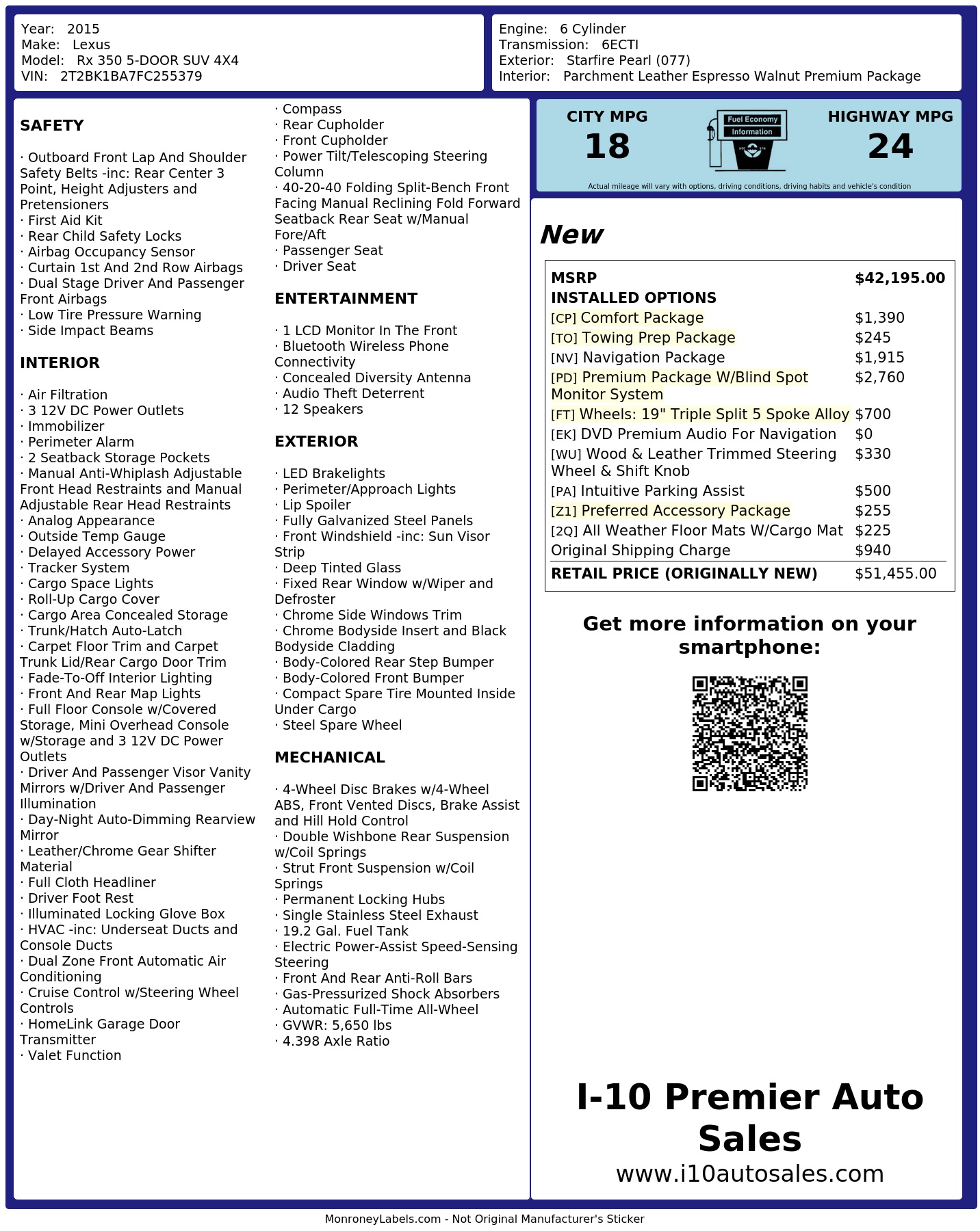 Monroney Label