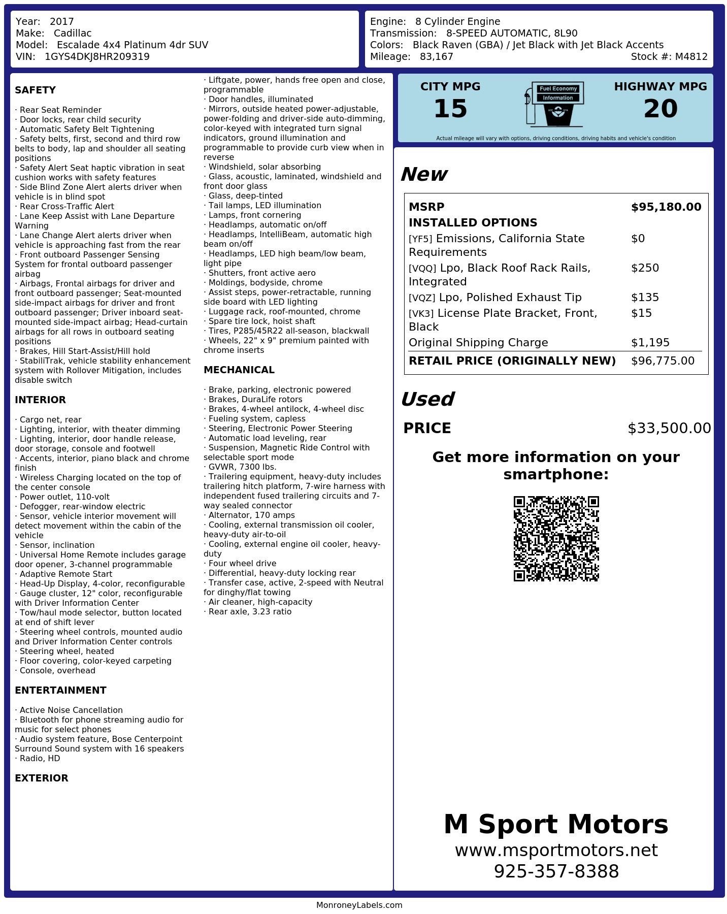 Monroney Label