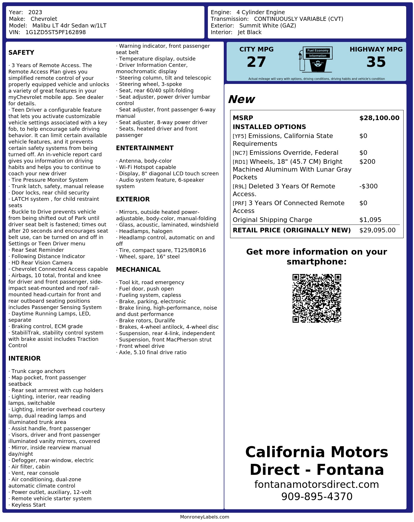 Monroney Label