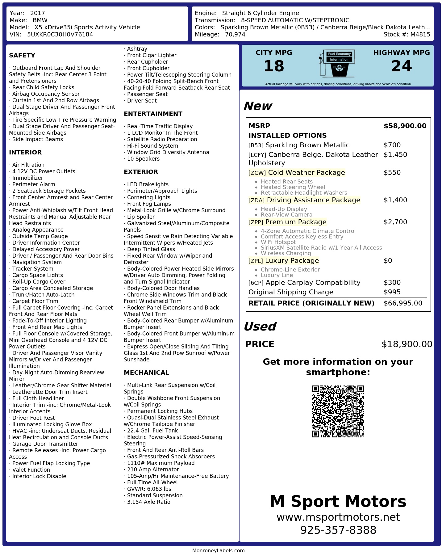 Monroney Label