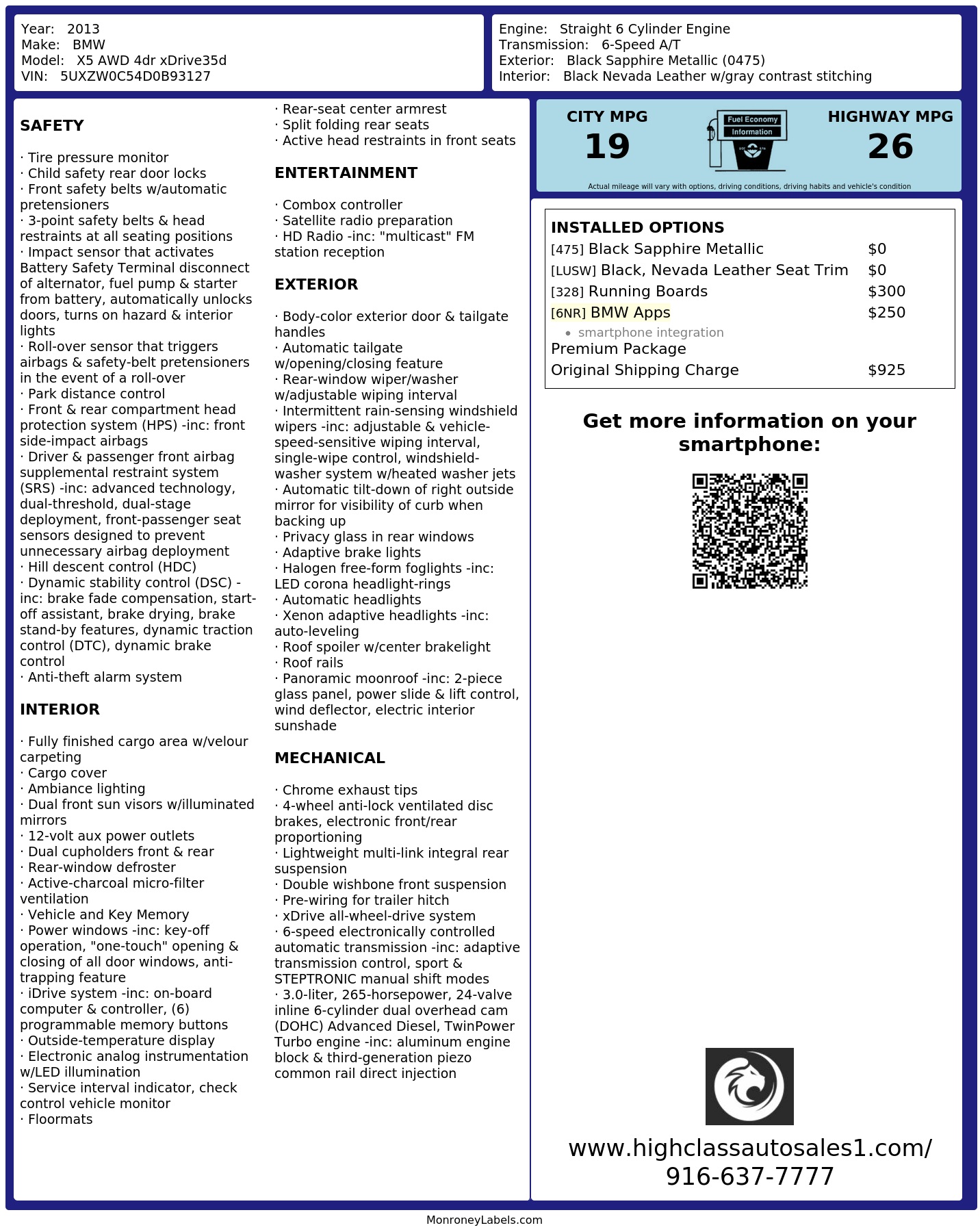 Monroney Label