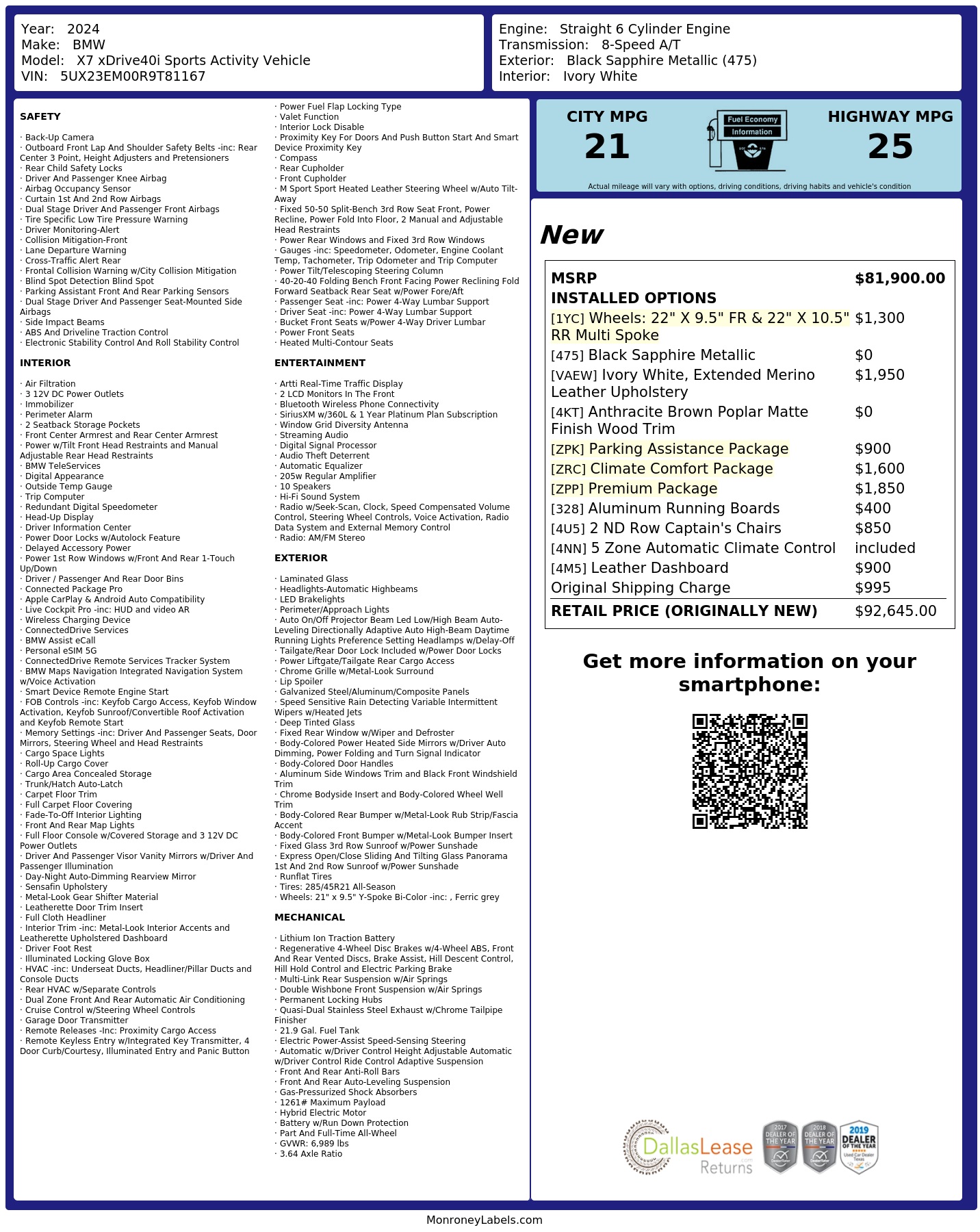 Monroney Label