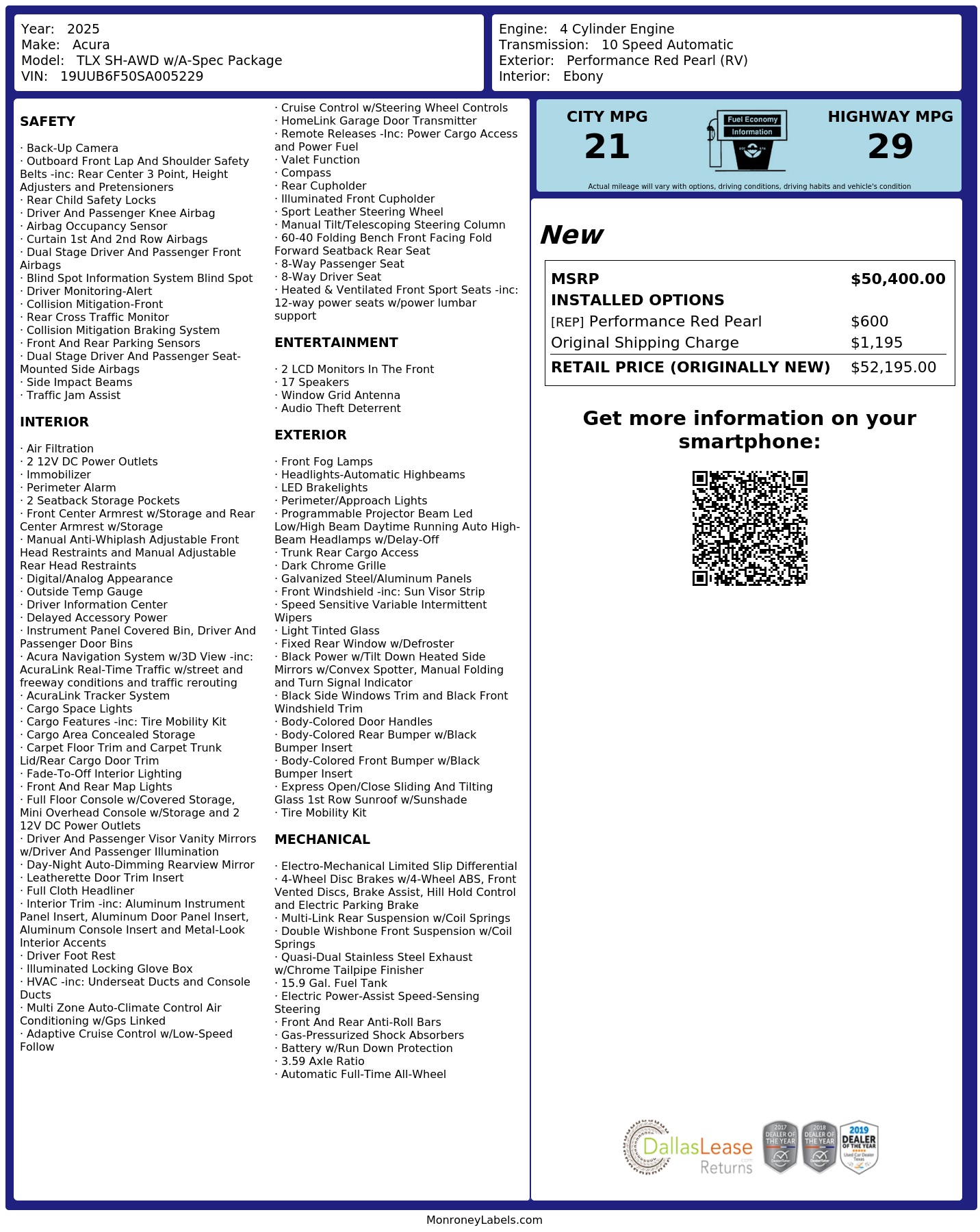 Monroney Label
