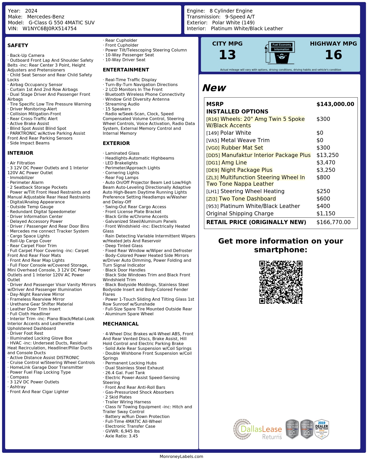 Monroney Label