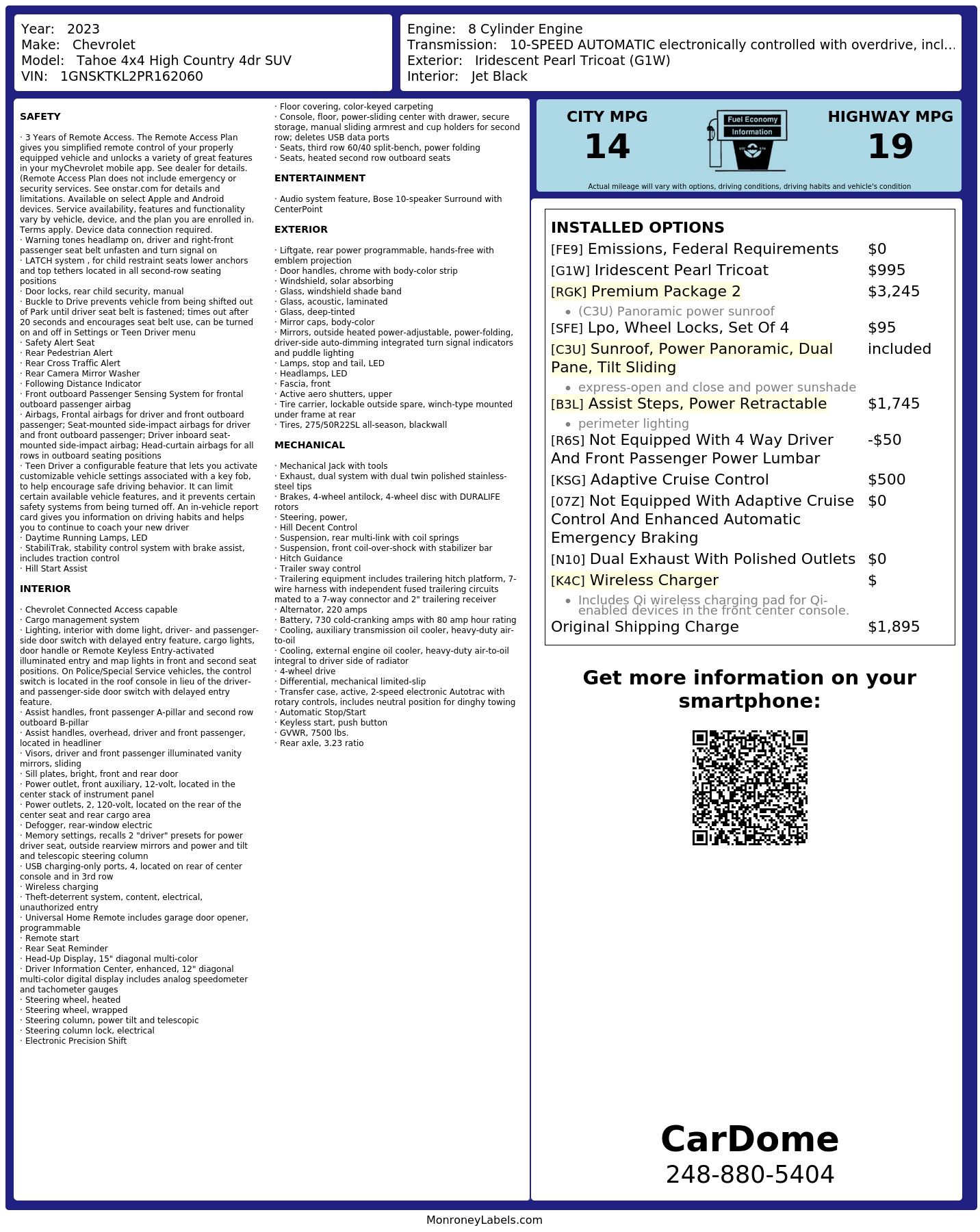 Monroney Label