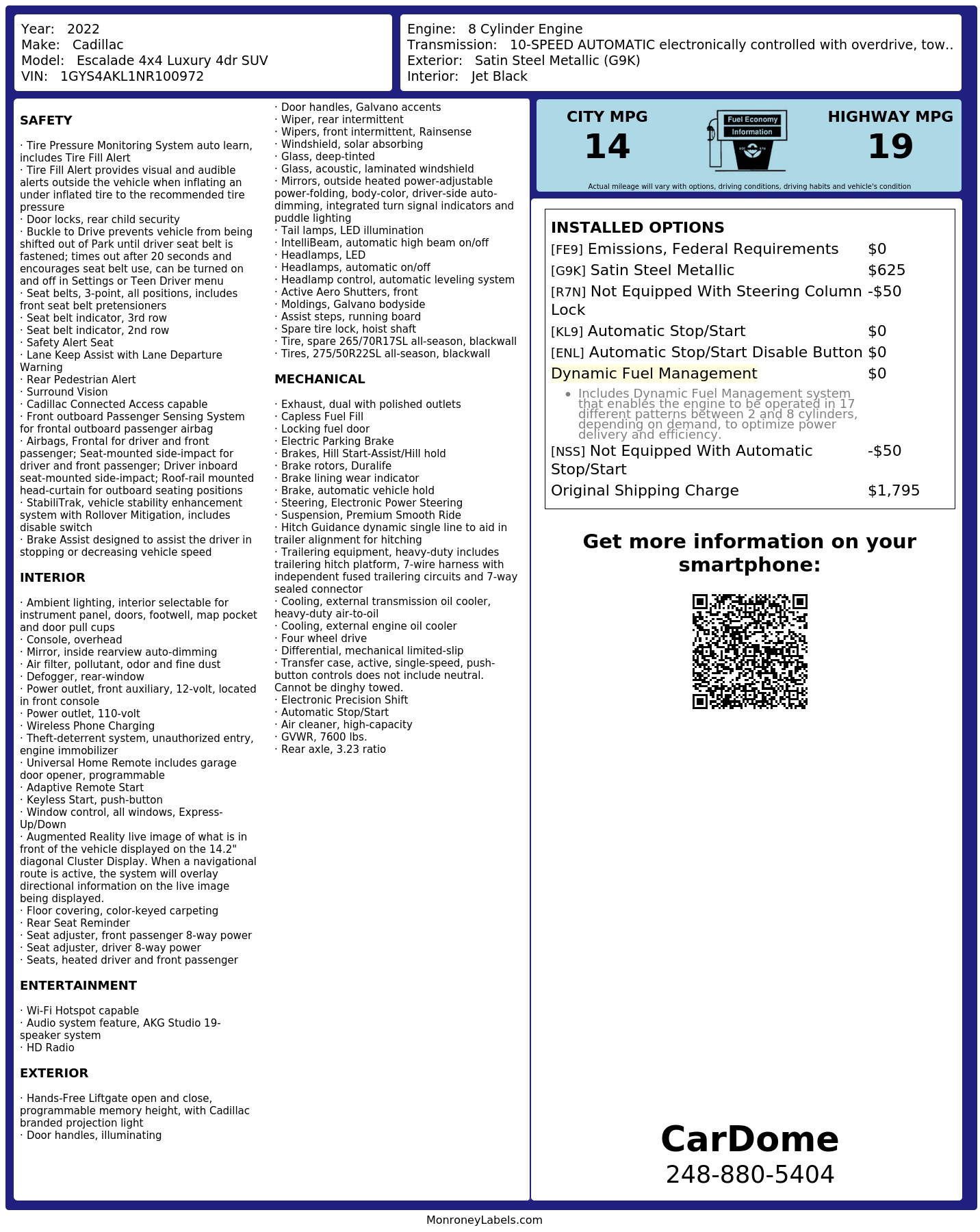Monroney Label