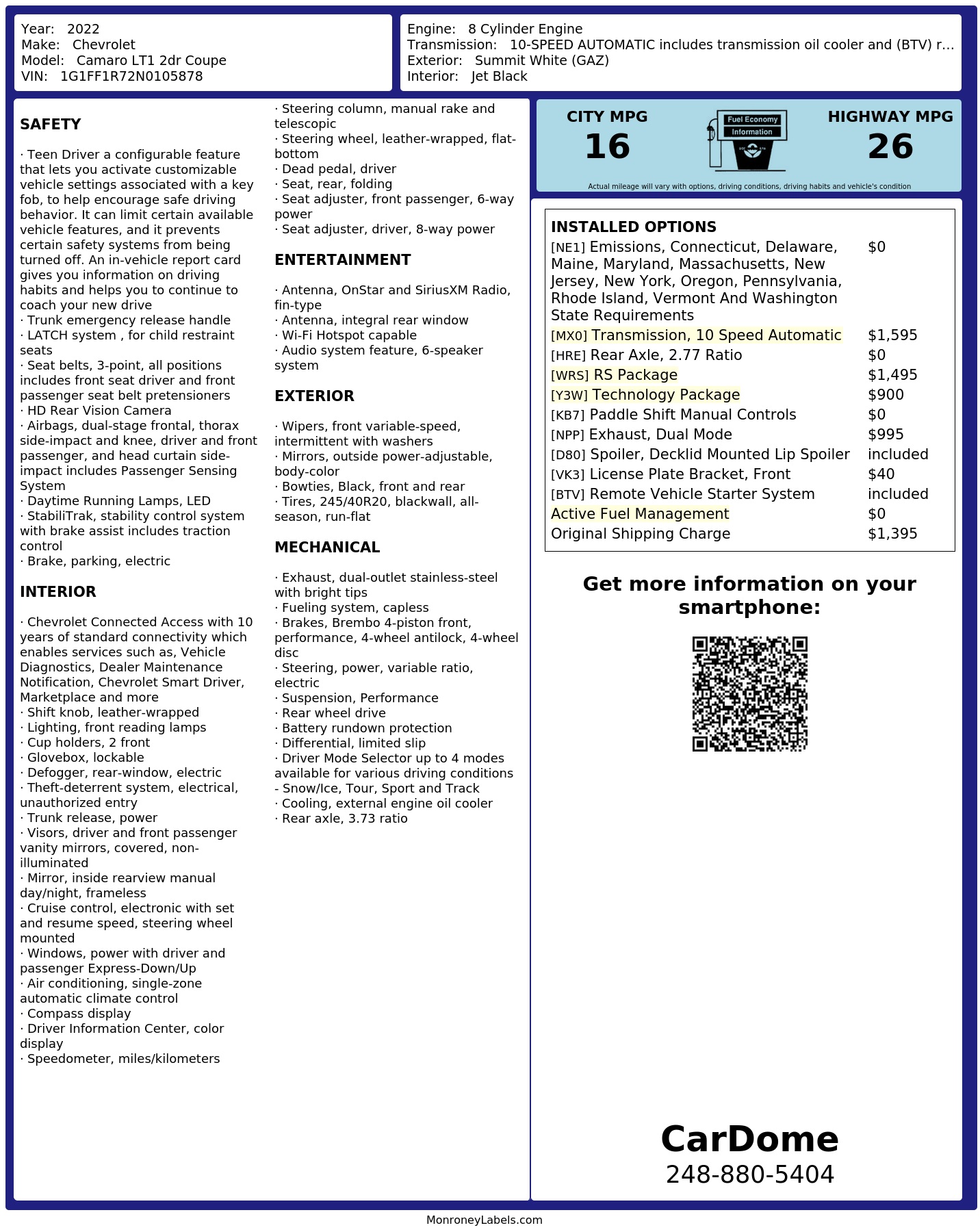 Monroney Label