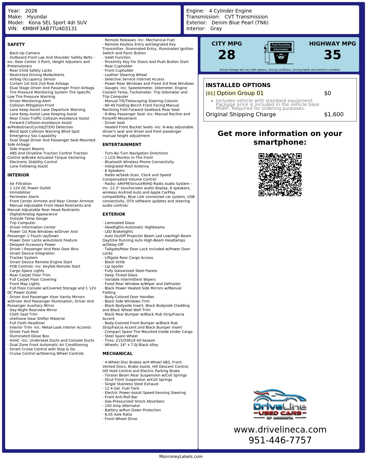 Monroney Label