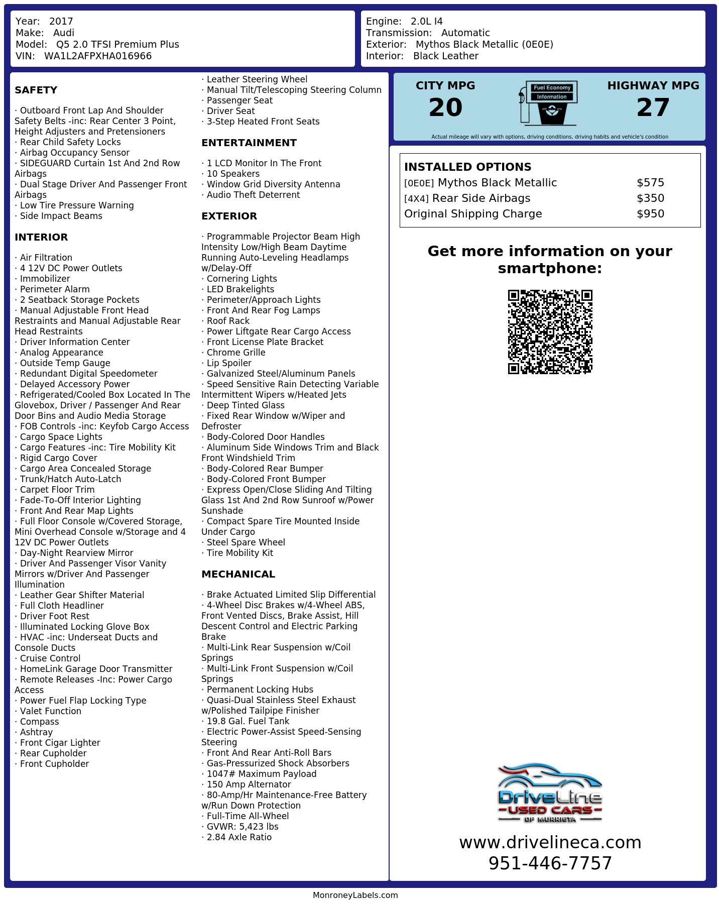 Monroney Label