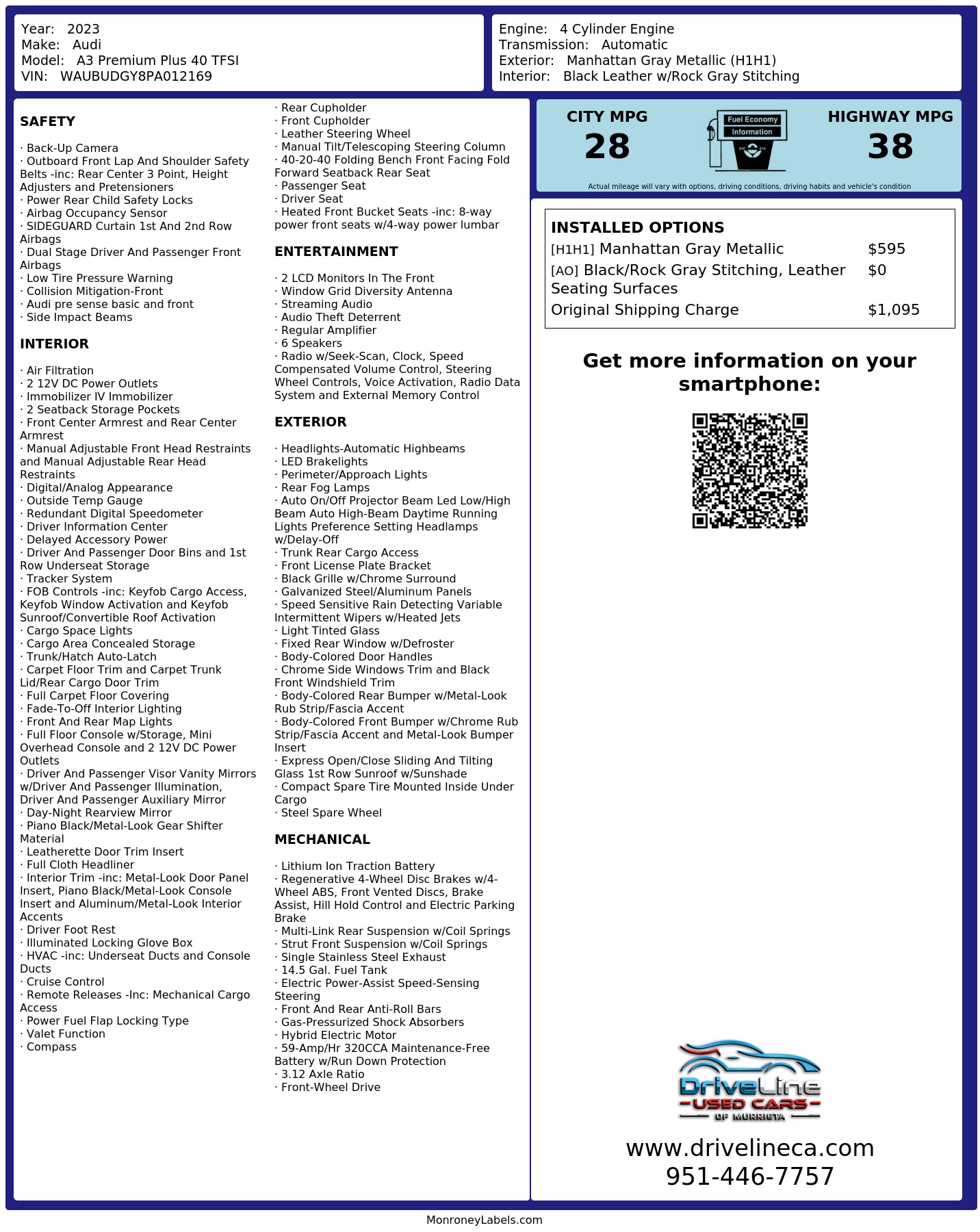 Monroney Label