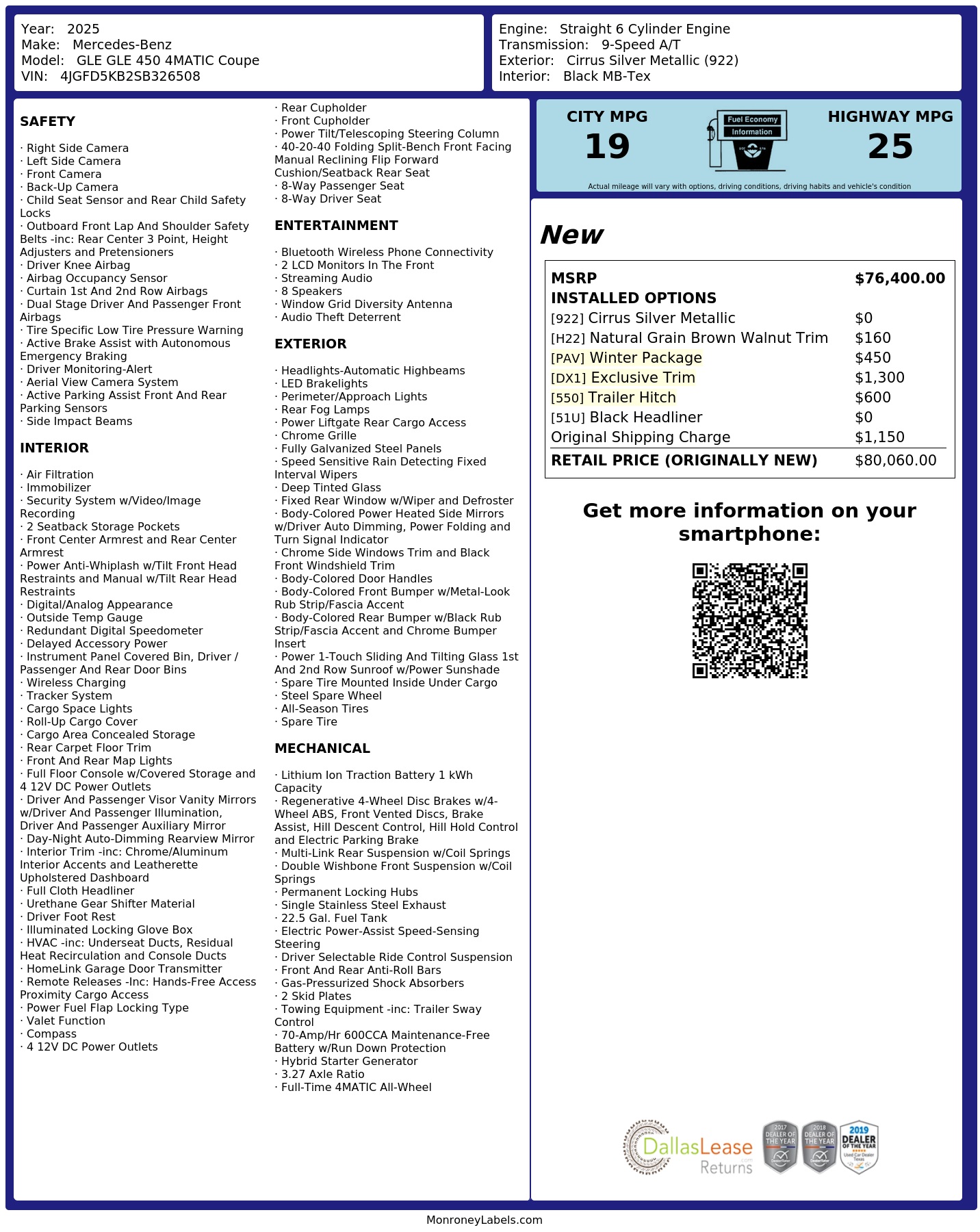 Monroney Label