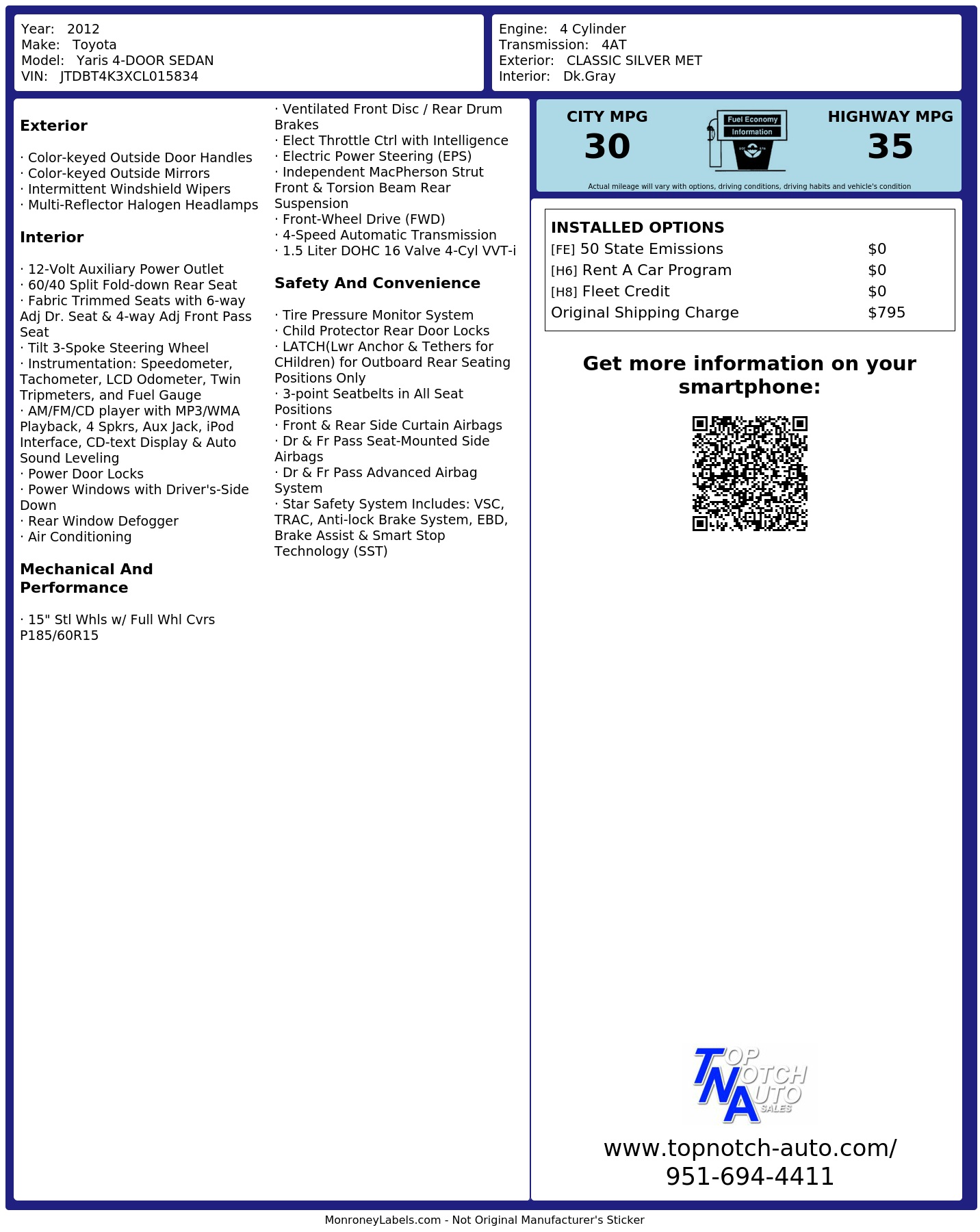 Monroney Label