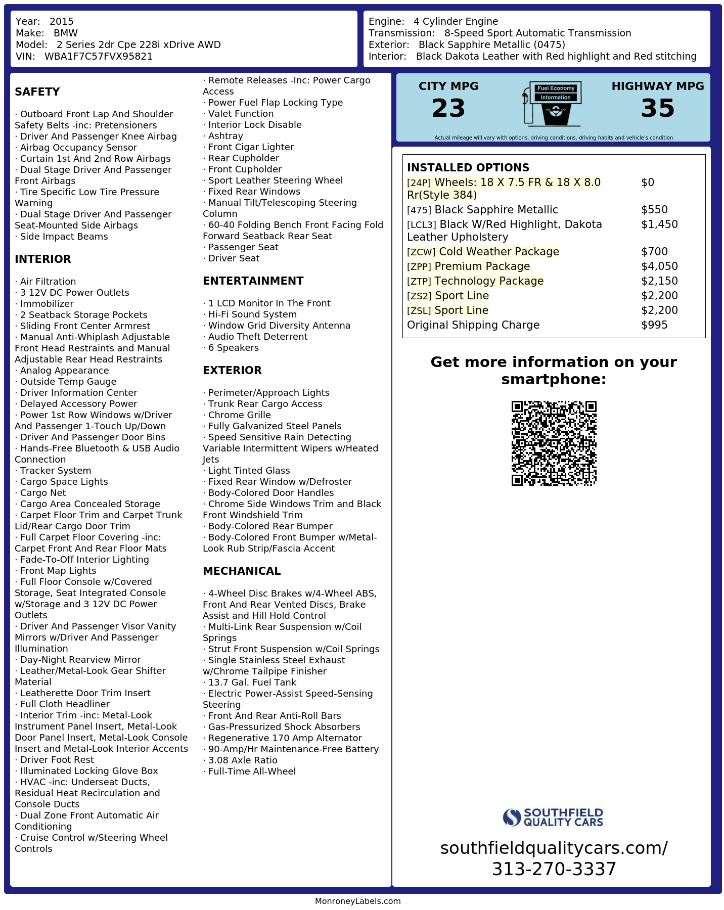Monroney Label