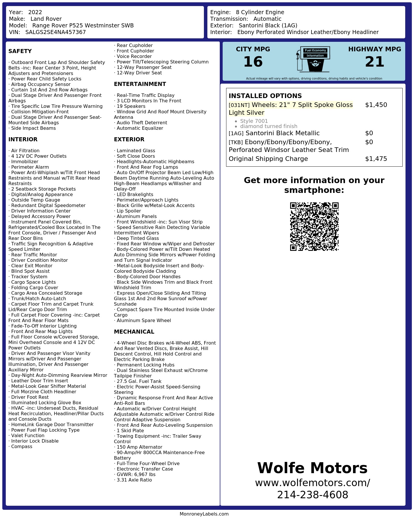 Monroney Label