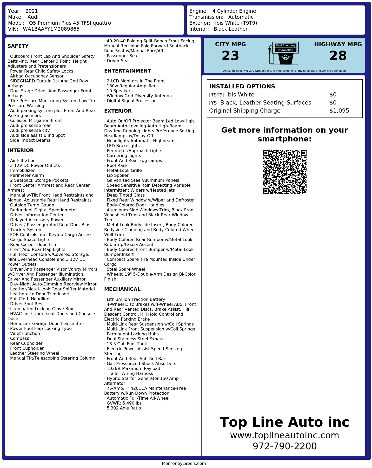 Monroney Label