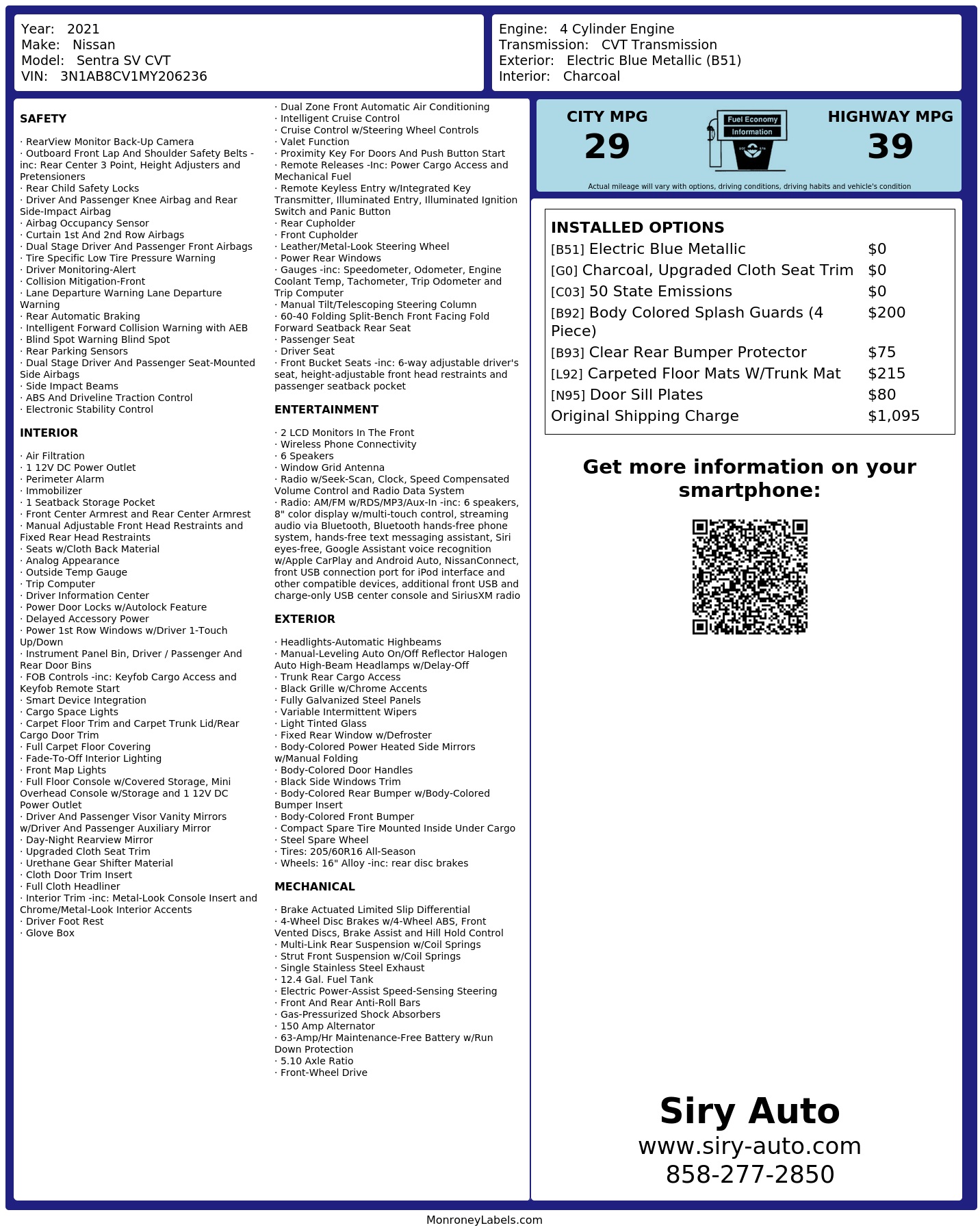 Monroney Label