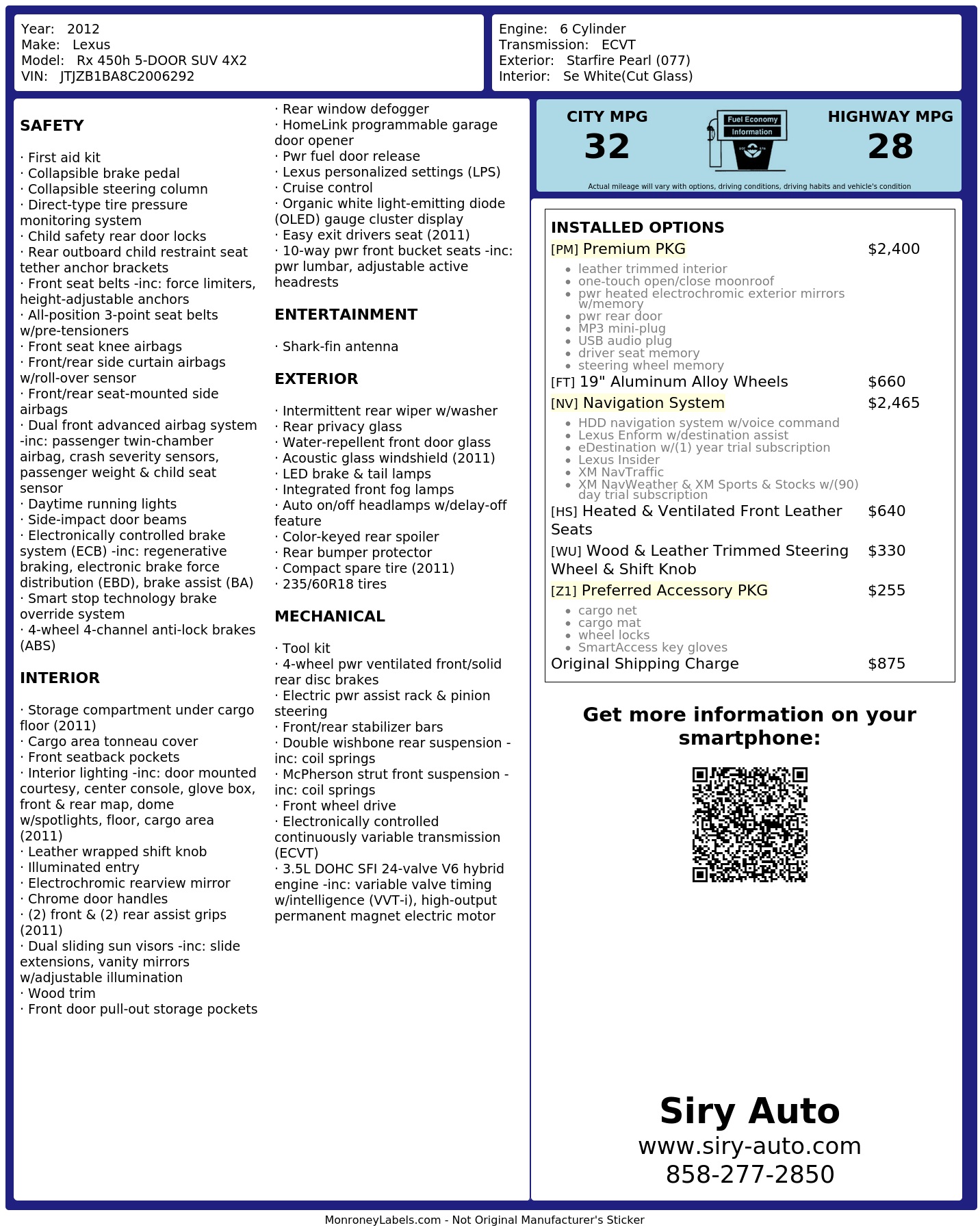 Monroney Label