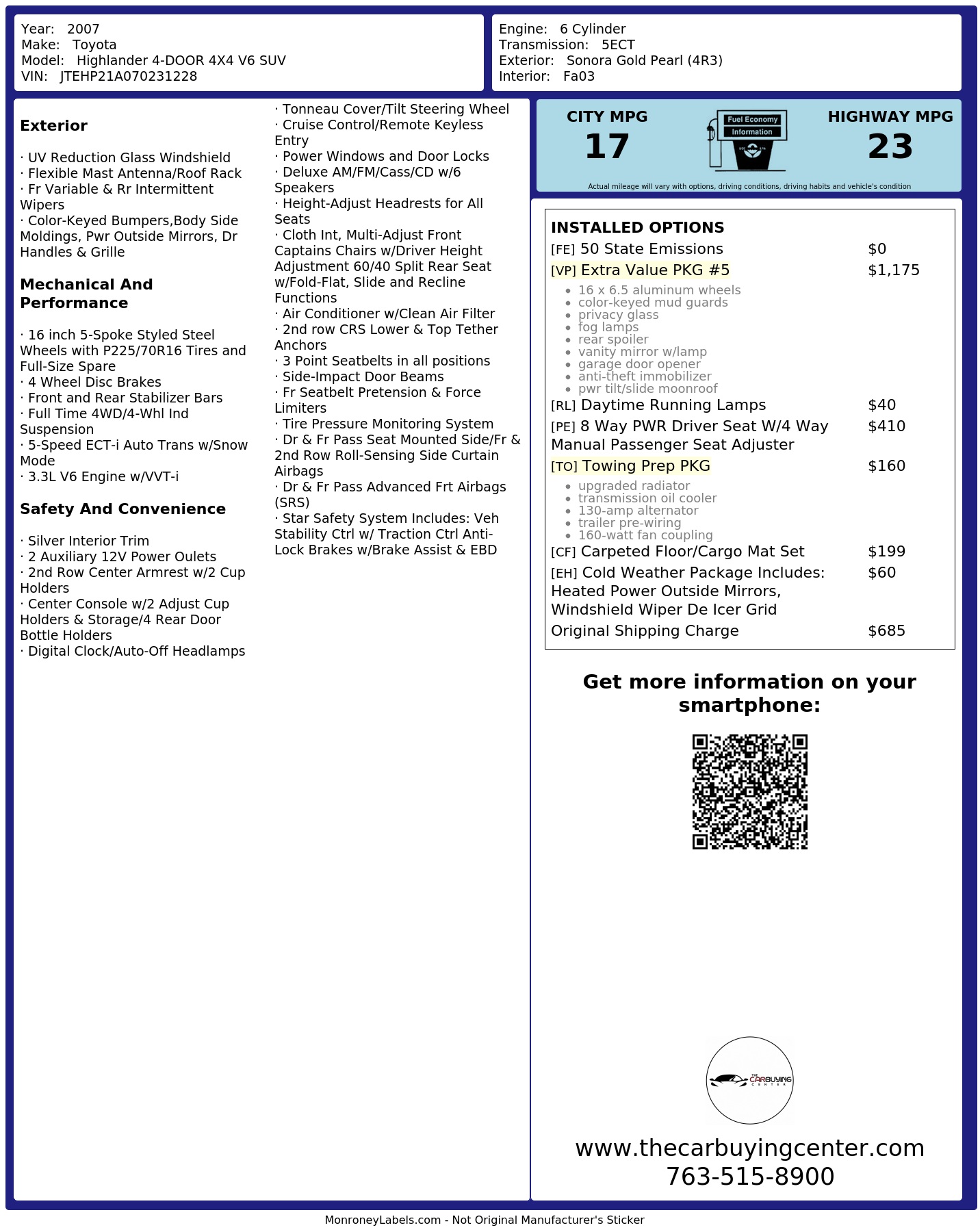 Monroney Label