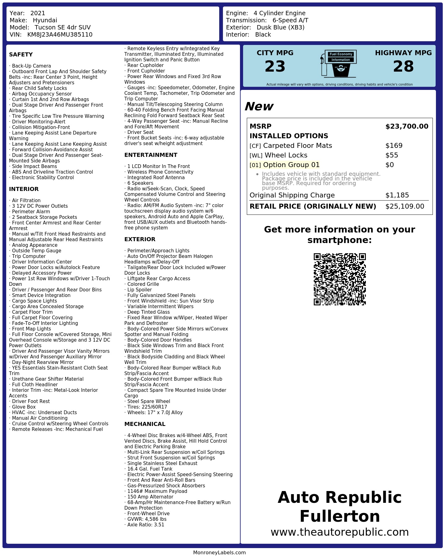 Monroney Label