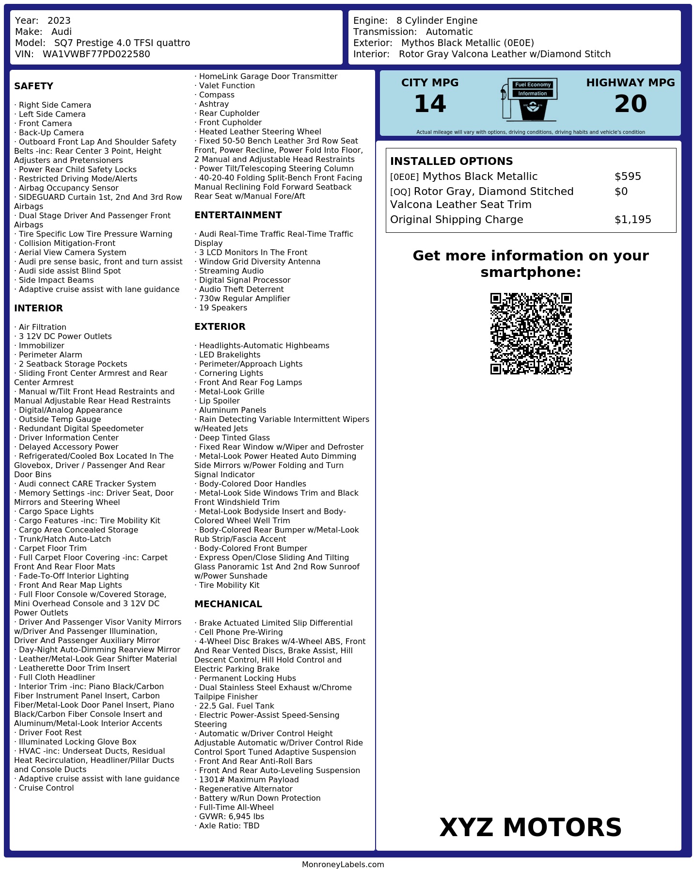 Monroney Label