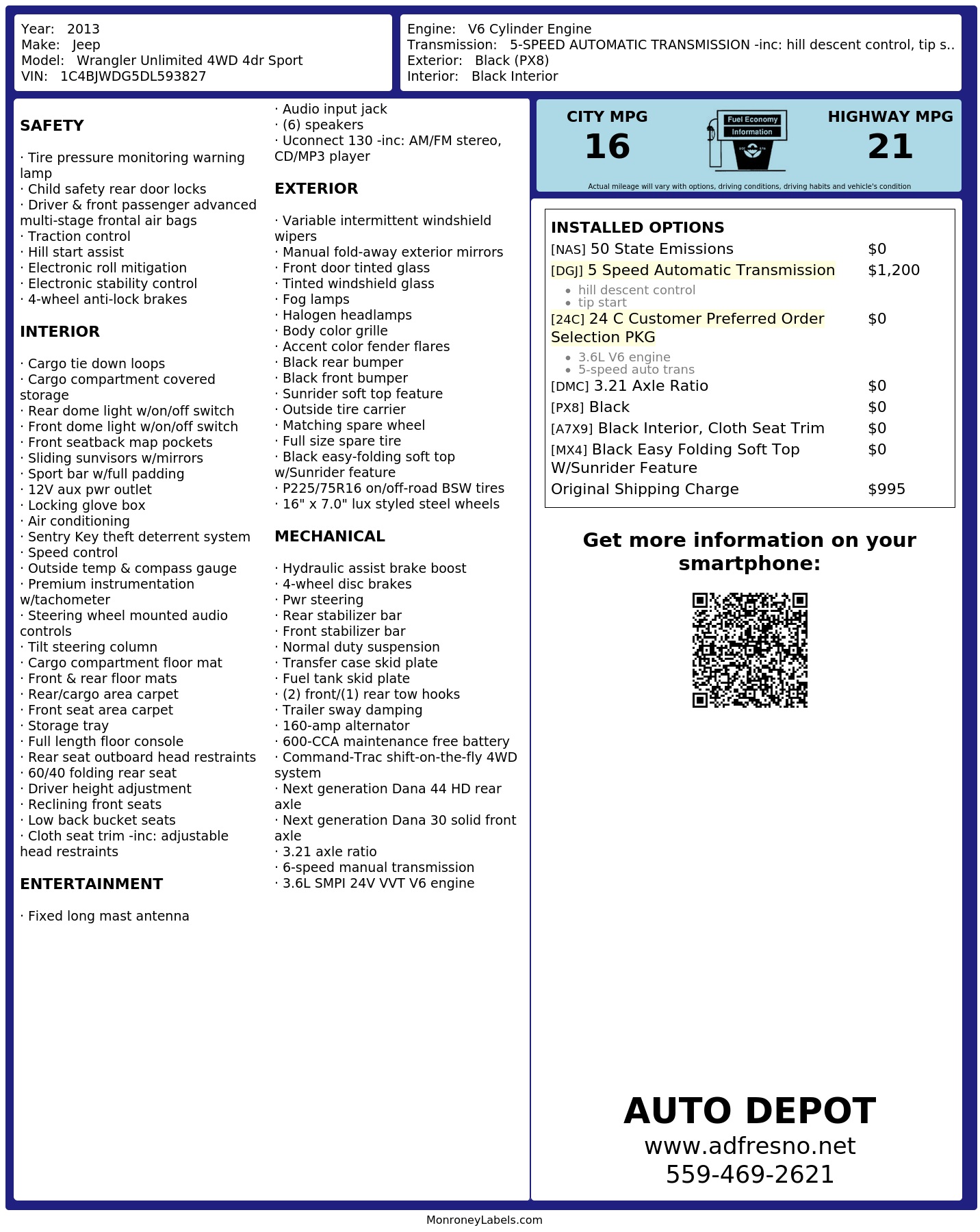Monroney Label