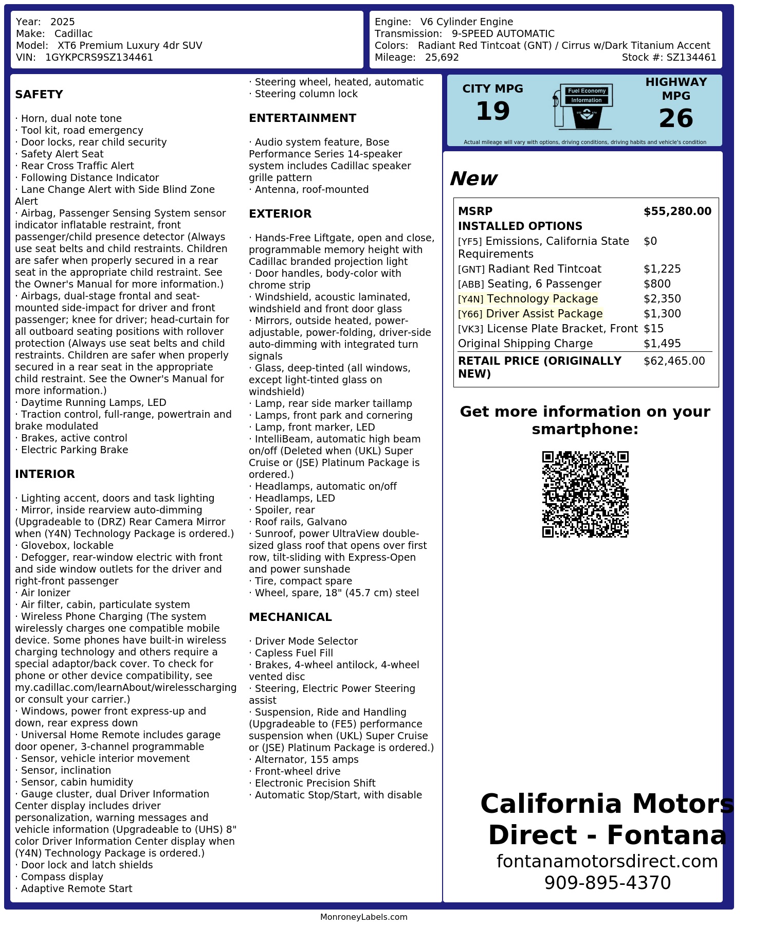 Monroney Label