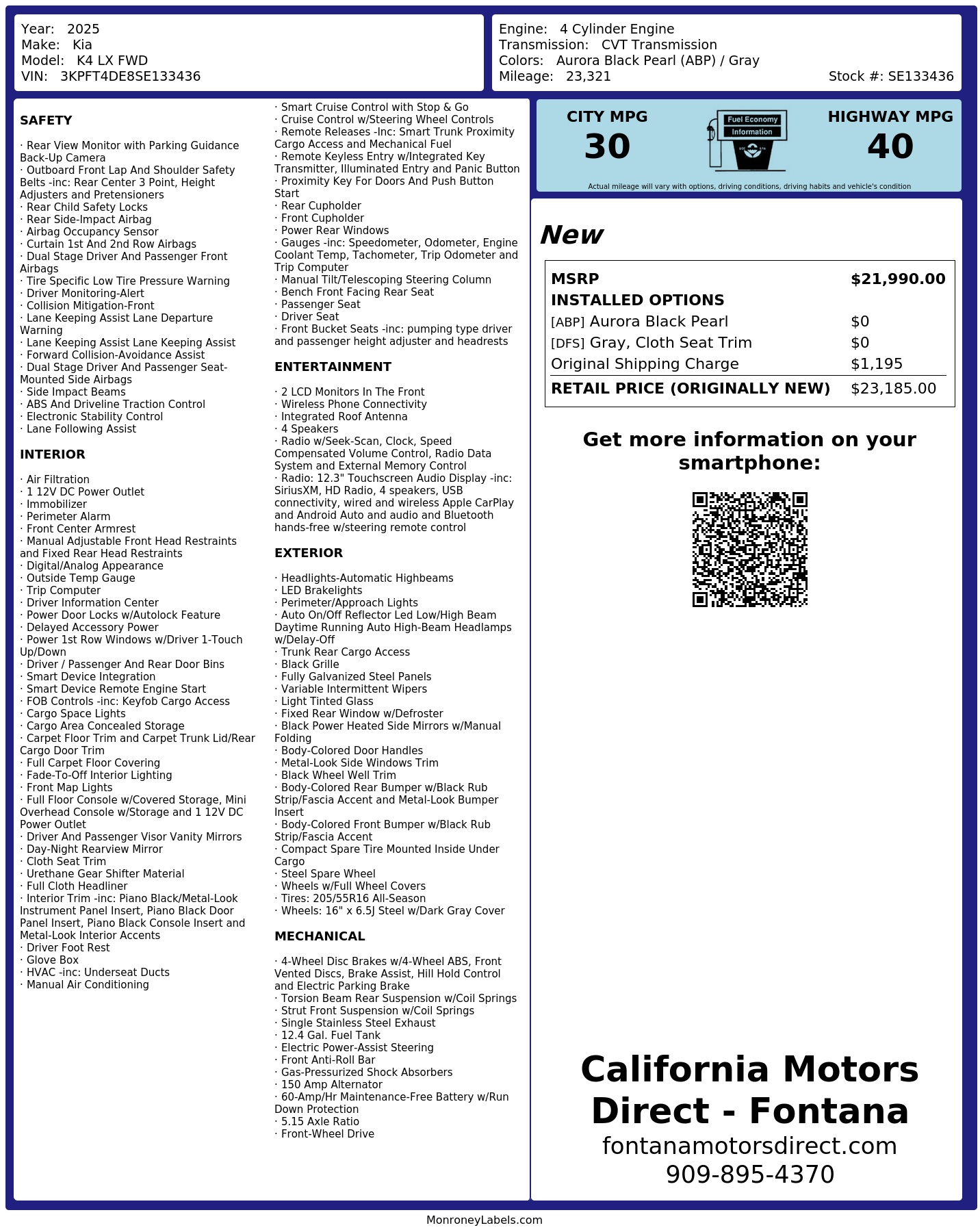 Monroney Label